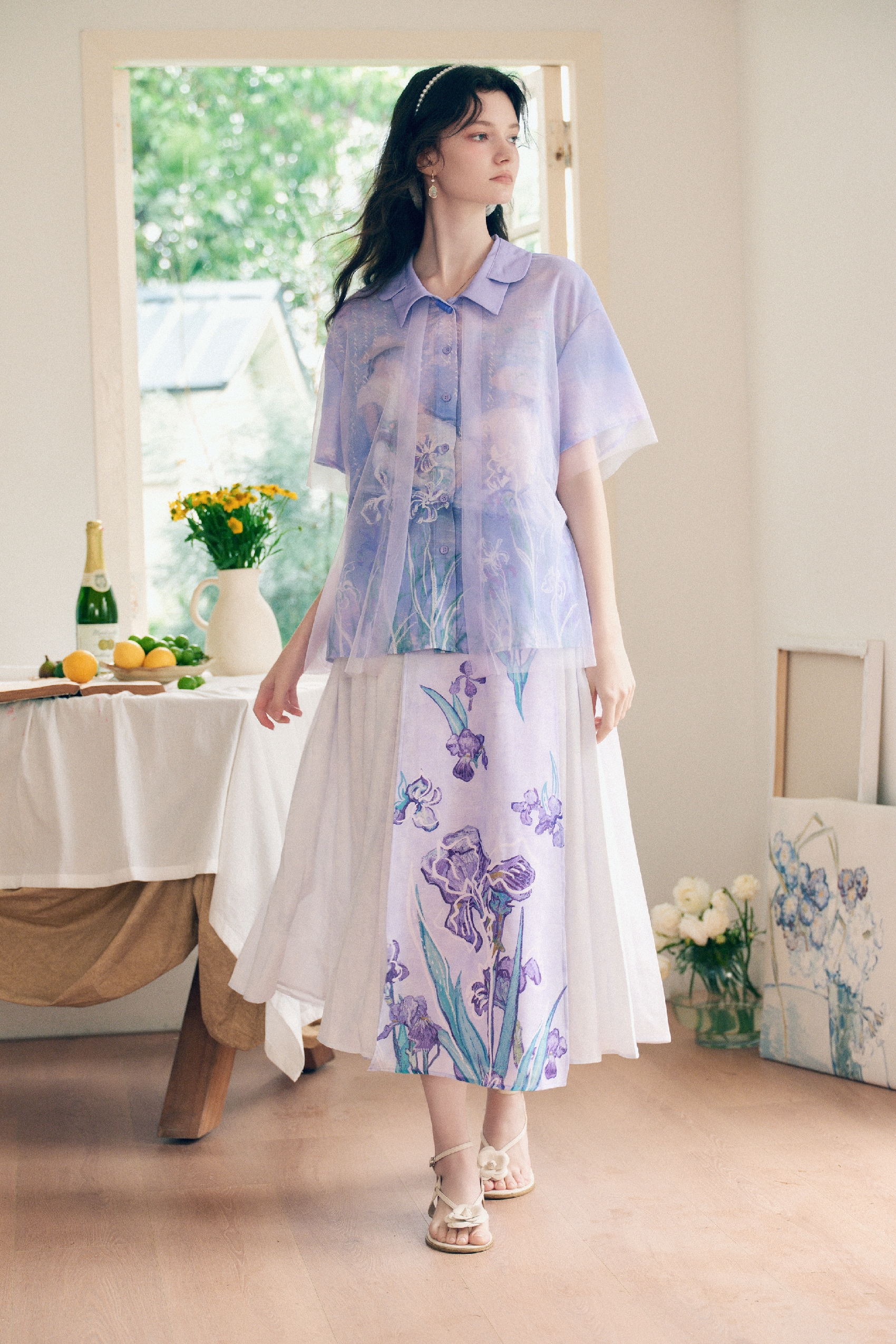 High-Waisted Printed Skirt