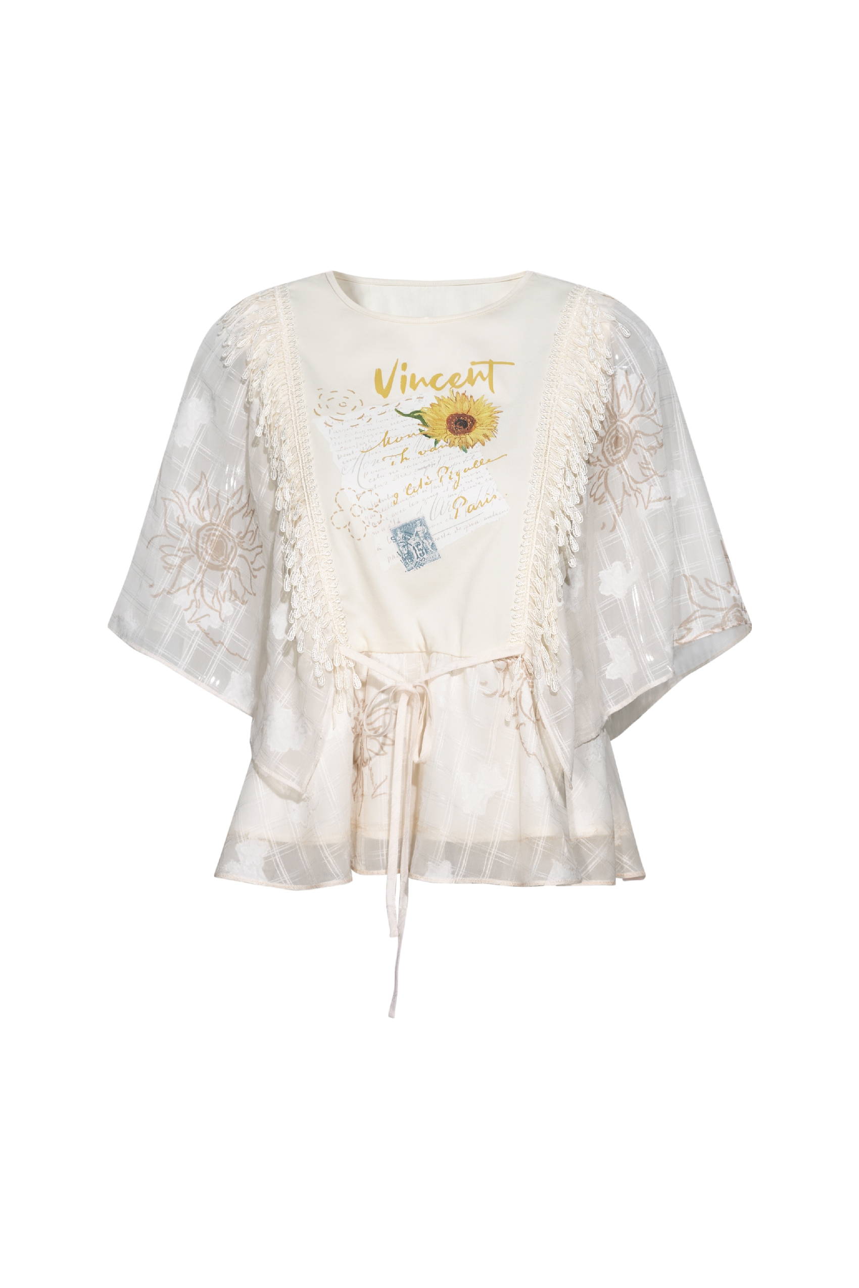 Embroidered Printed Chiffon Blouse