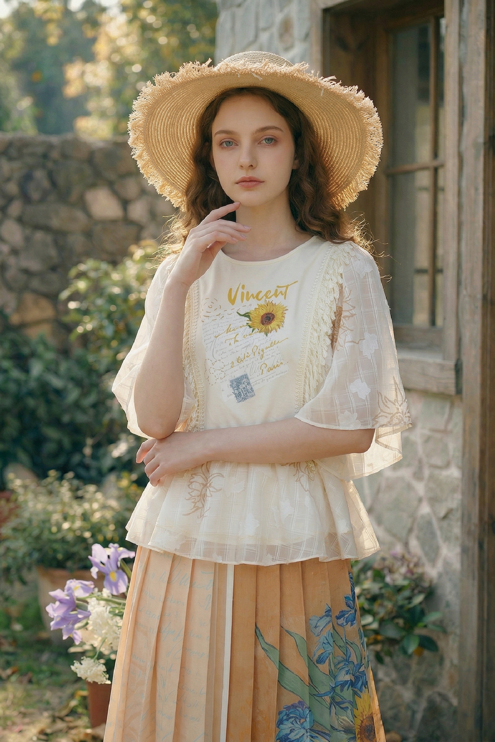 Embroidered Printed Chiffon Blouse