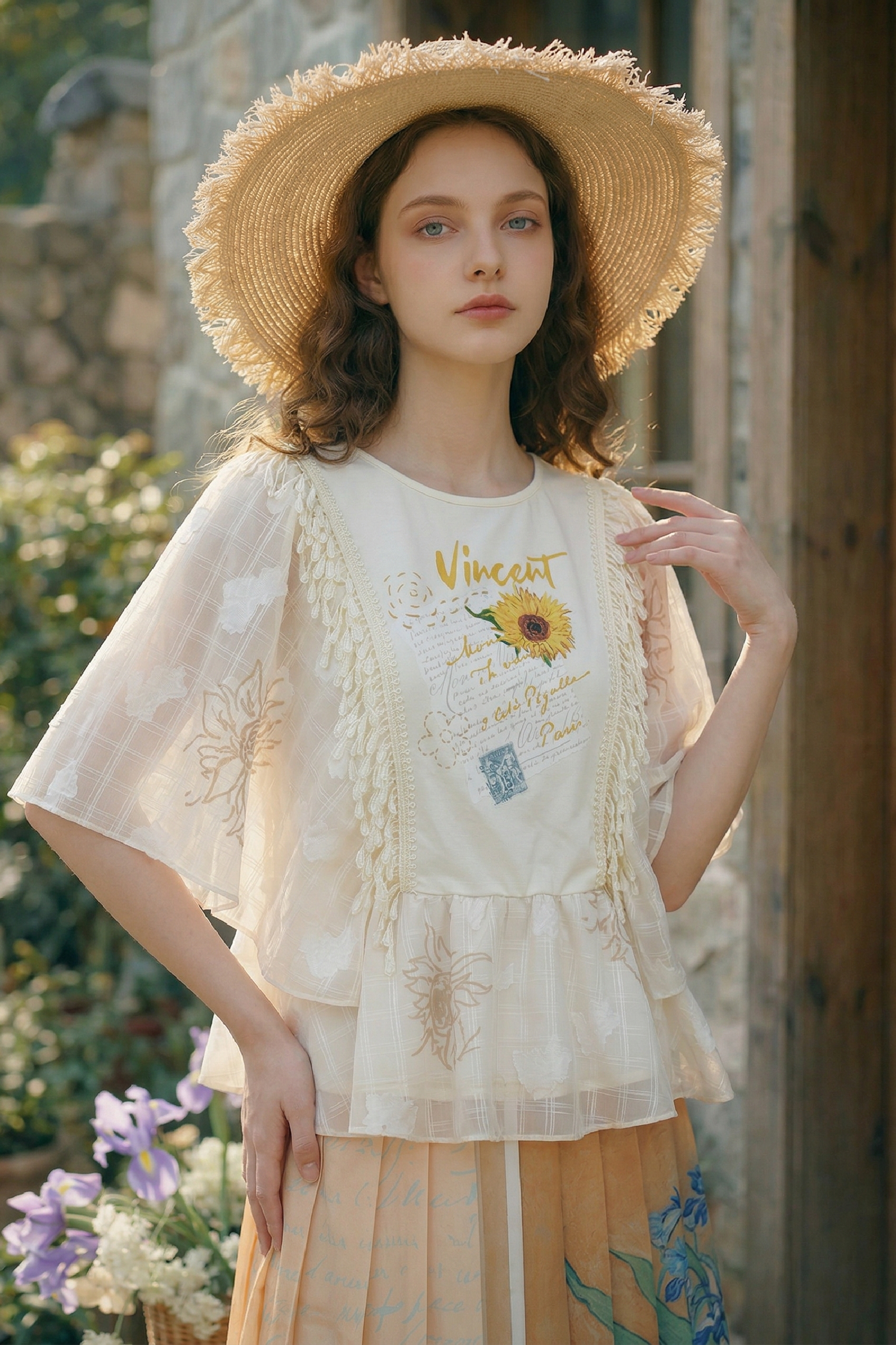 Embroidered Printed Chiffon Blouse