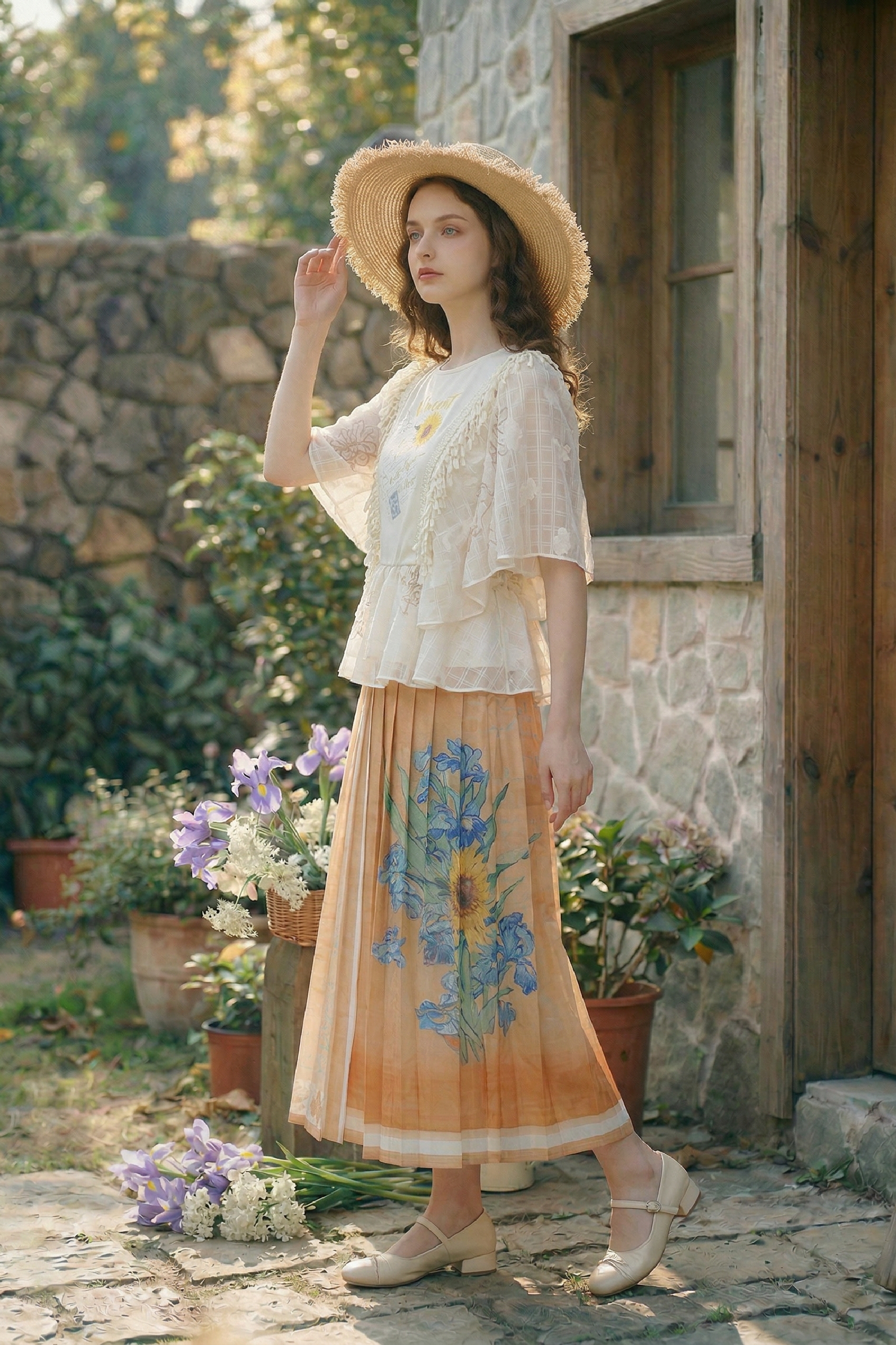 Embroidered Printed Chiffon Blouse