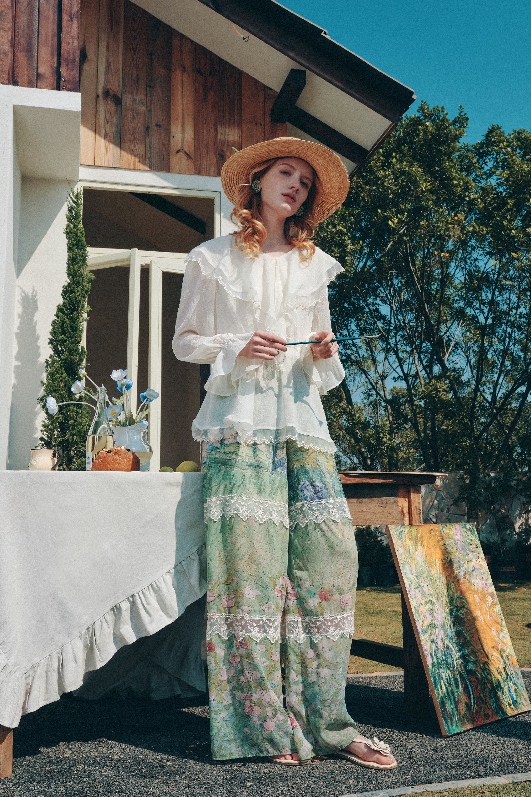 Lace Patchwork Chiffon Blouse