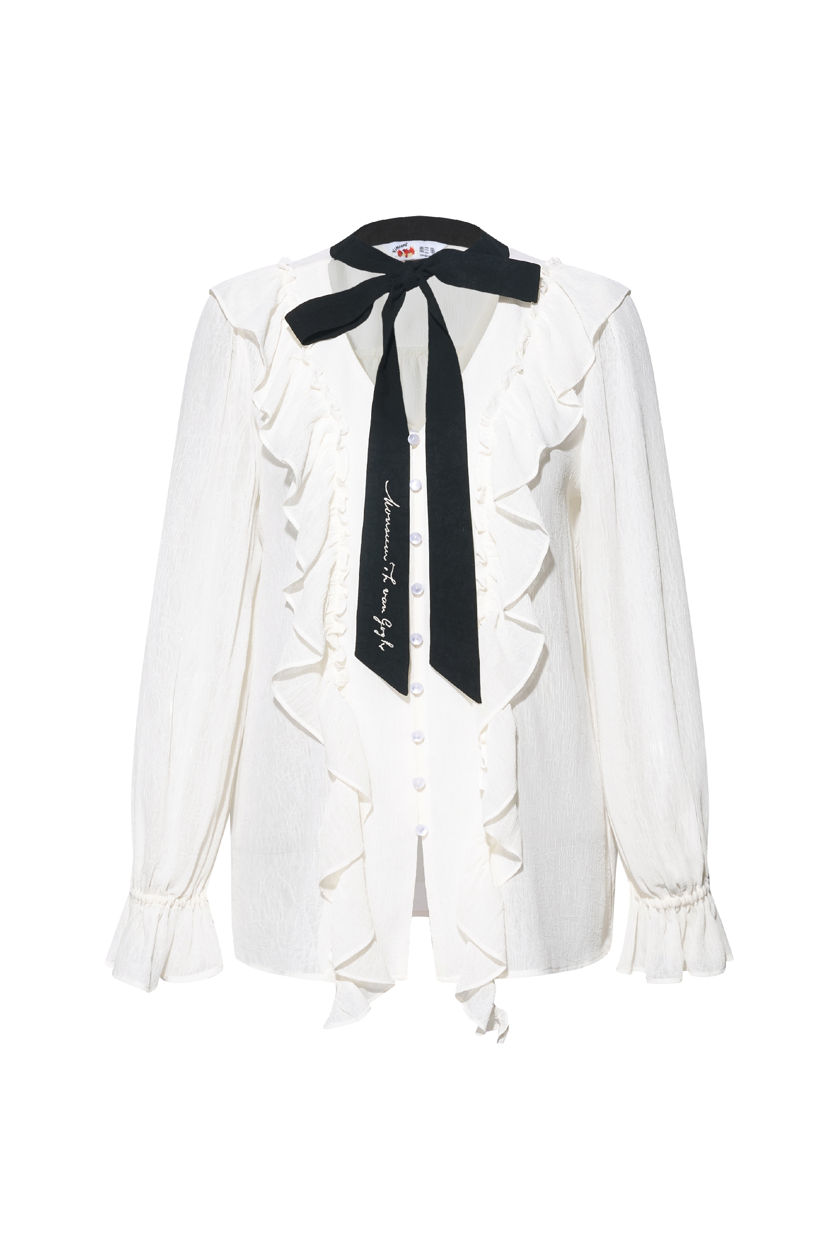 Ruffled Tie Chiffon Blouse