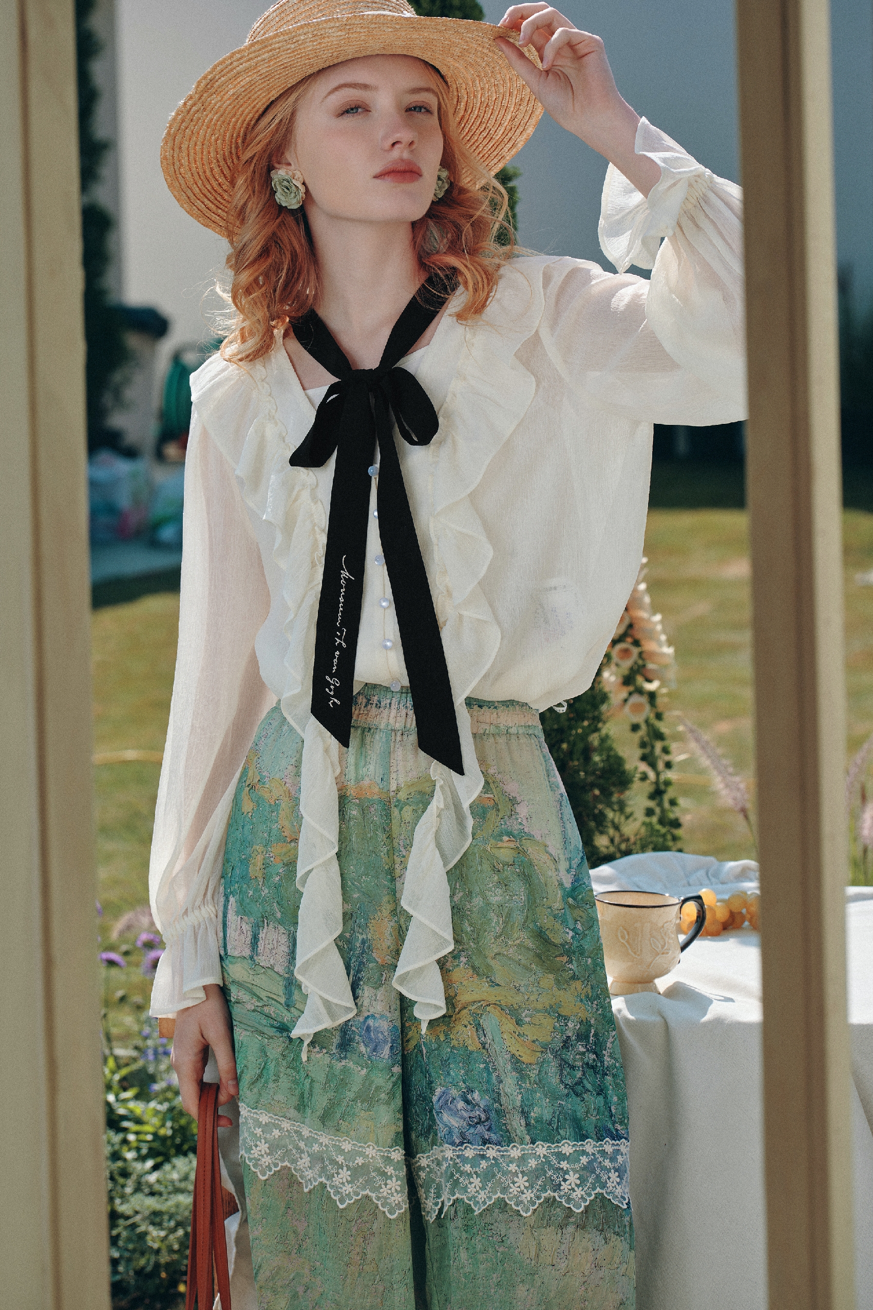 Ruffled Tie Chiffon Blouse