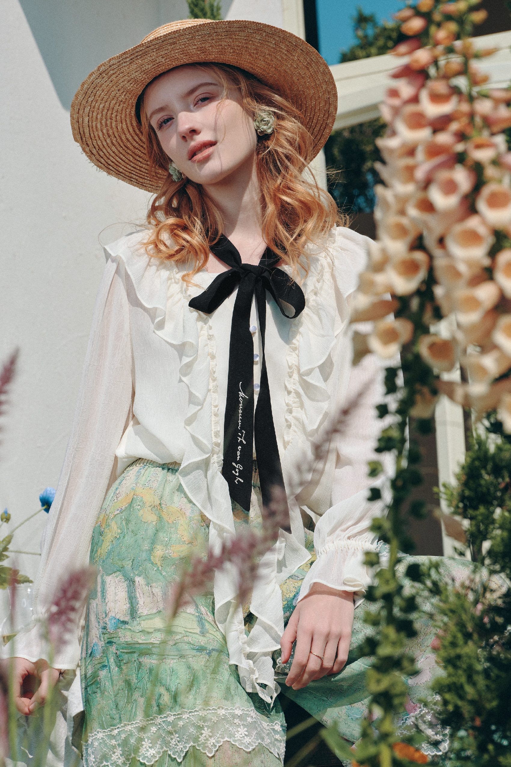 Ruffled Tie Chiffon Blouse