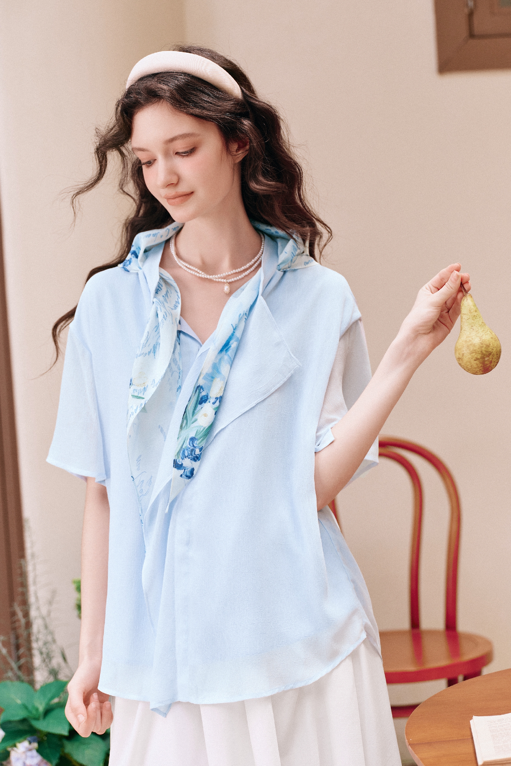 Ribbon-tie Short-sleeve Shirt