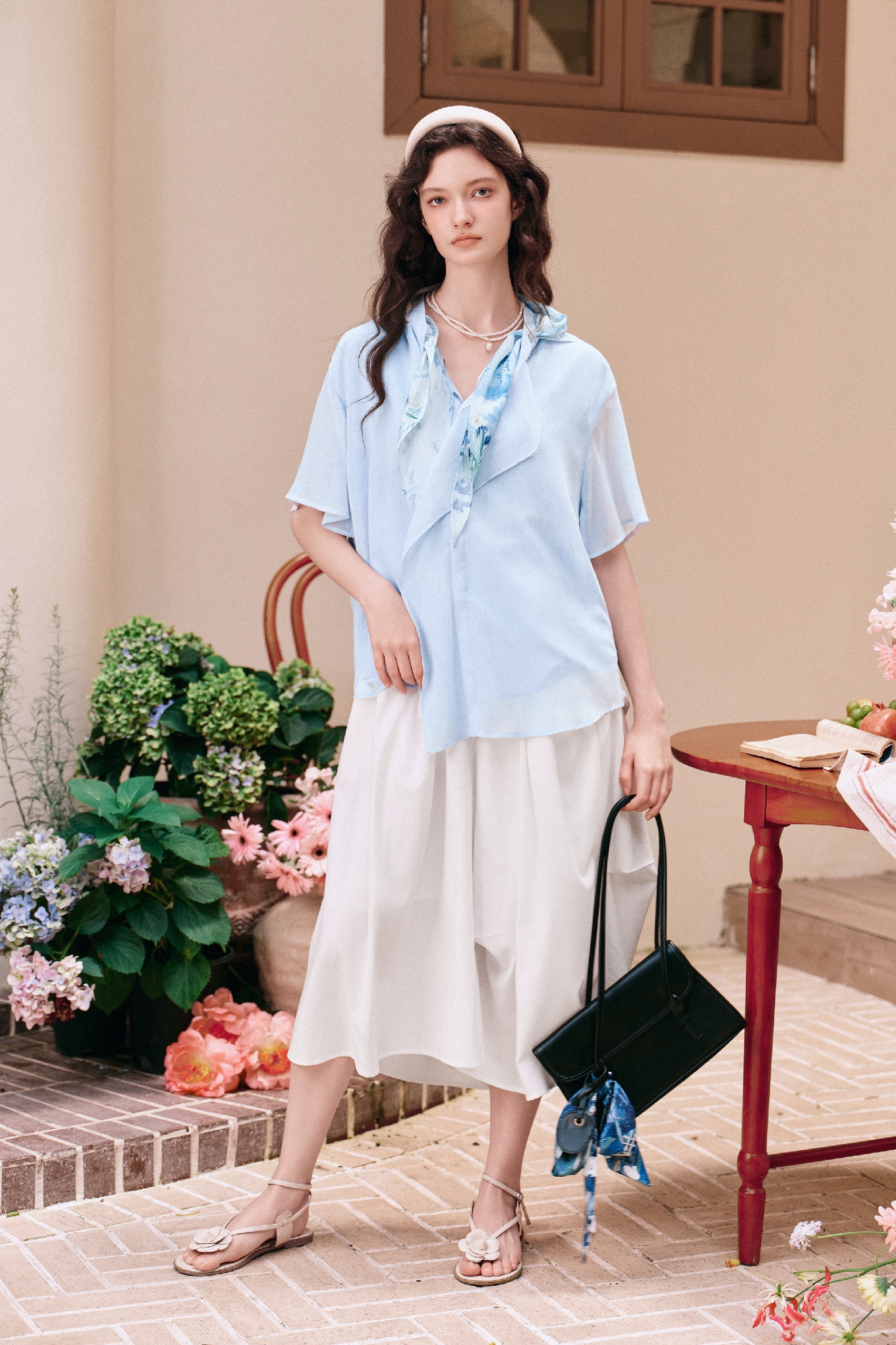 Ribbon-tie Short-sleeve Shirt