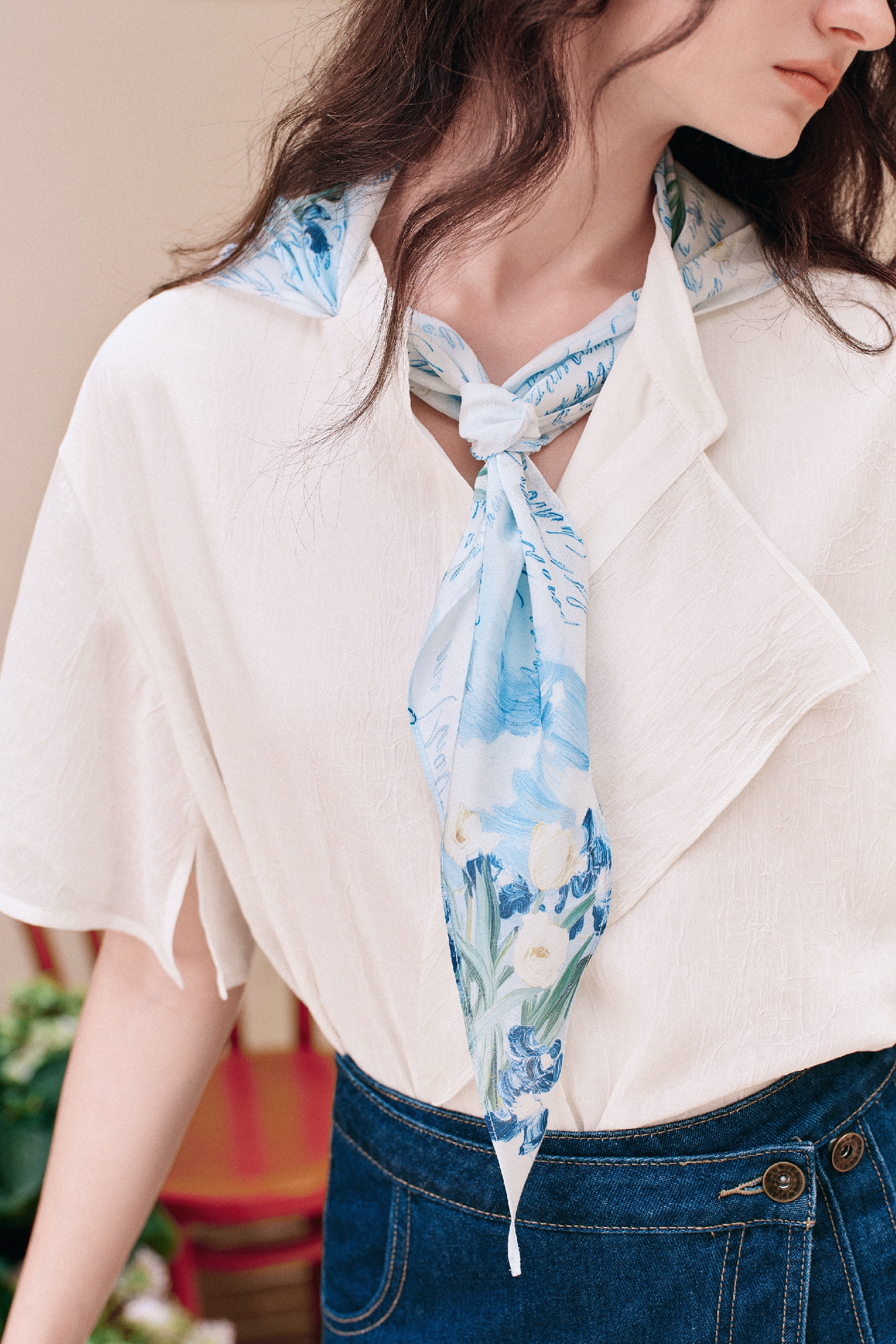 Ribbon-tie Short-sleeve Shirt