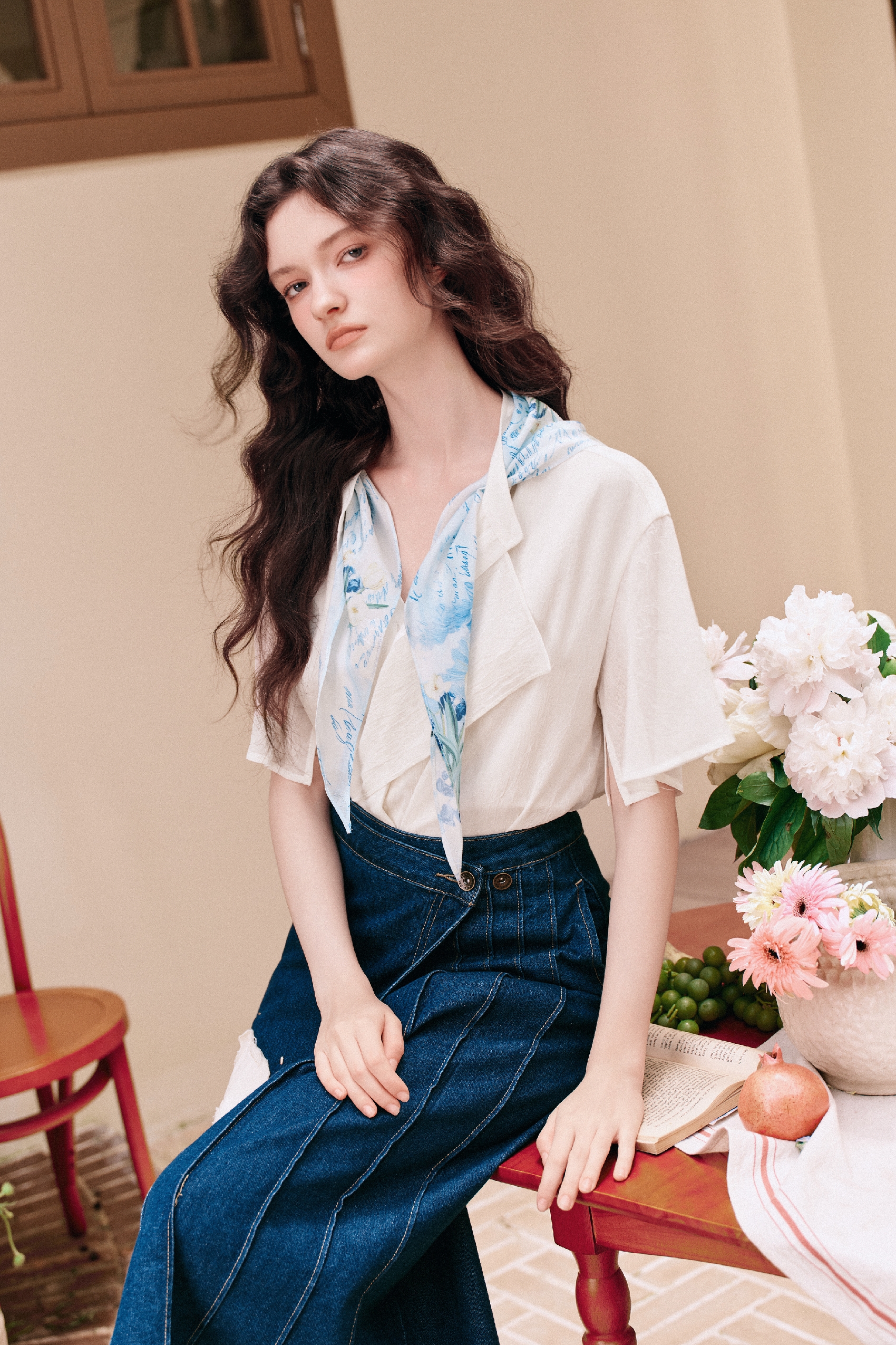 Ribbon-tie Short-sleeve Shirt