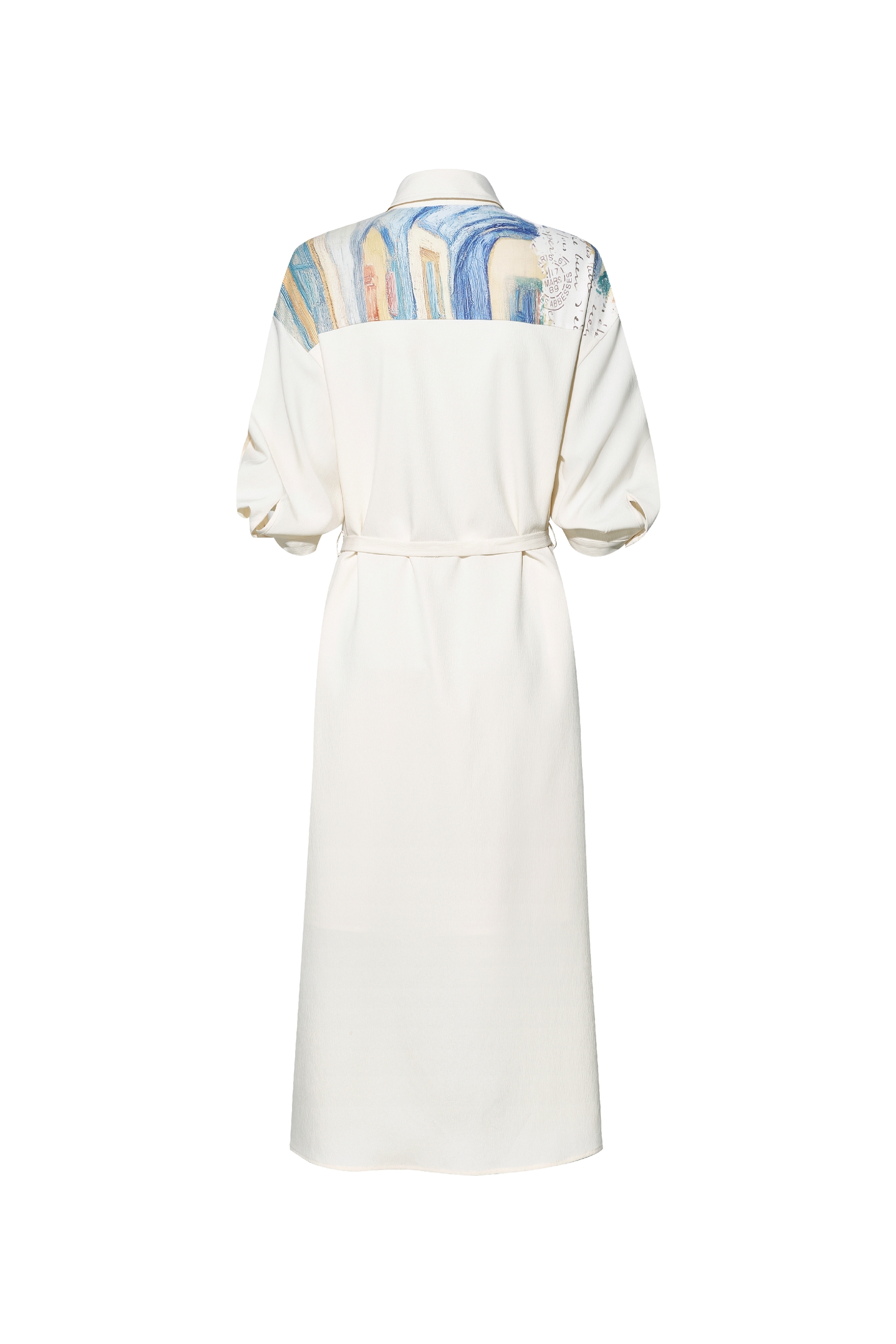 White Waist-Cinched Dress
