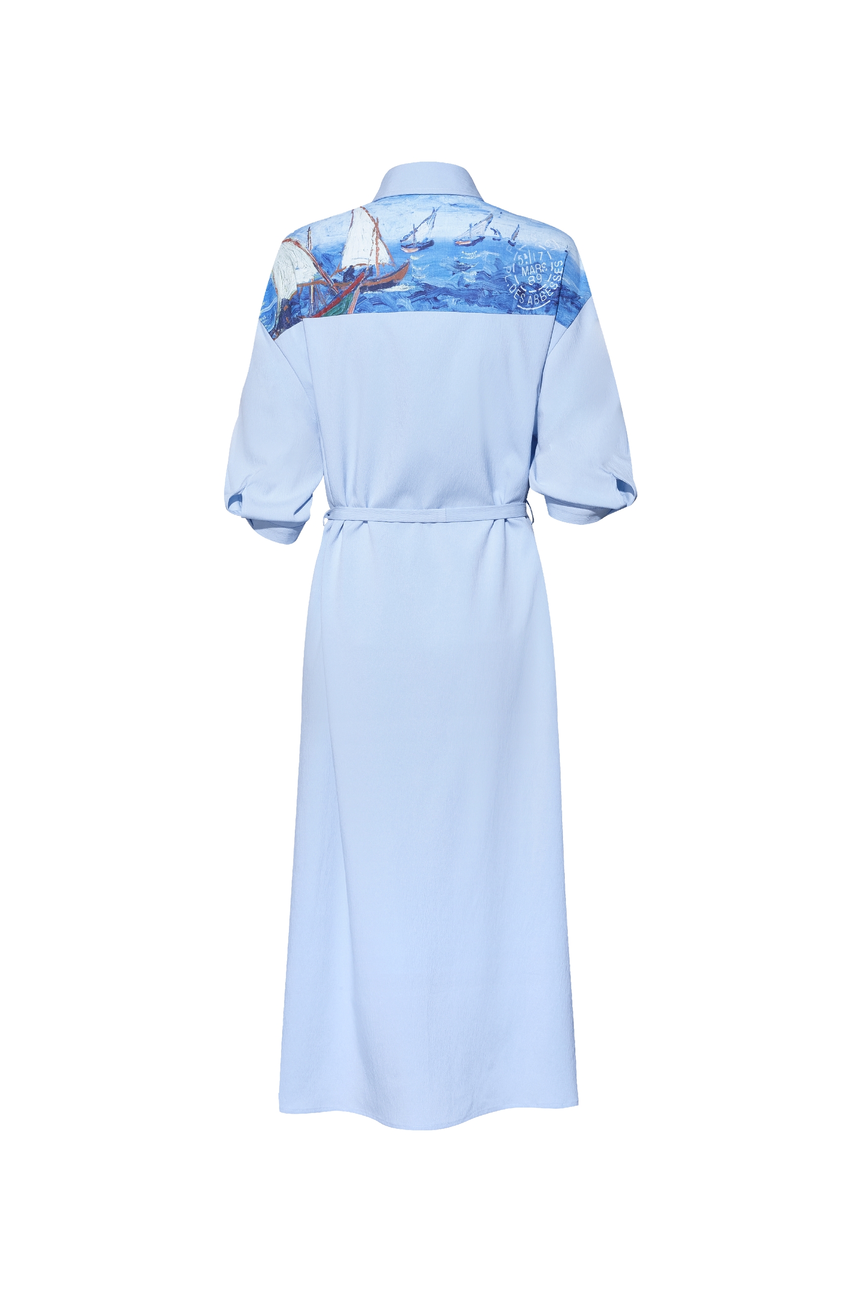 White Waist-Cinched Dress