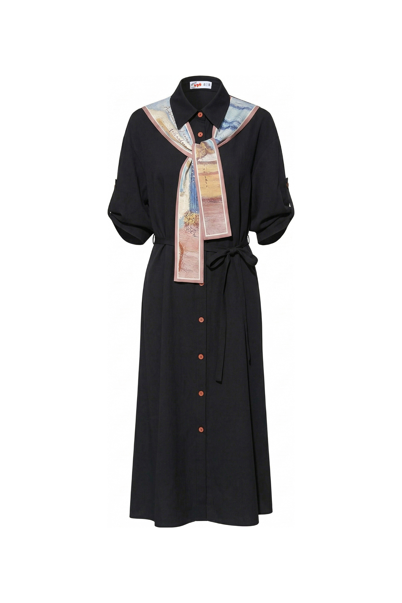 White Waist-Cinched Dress