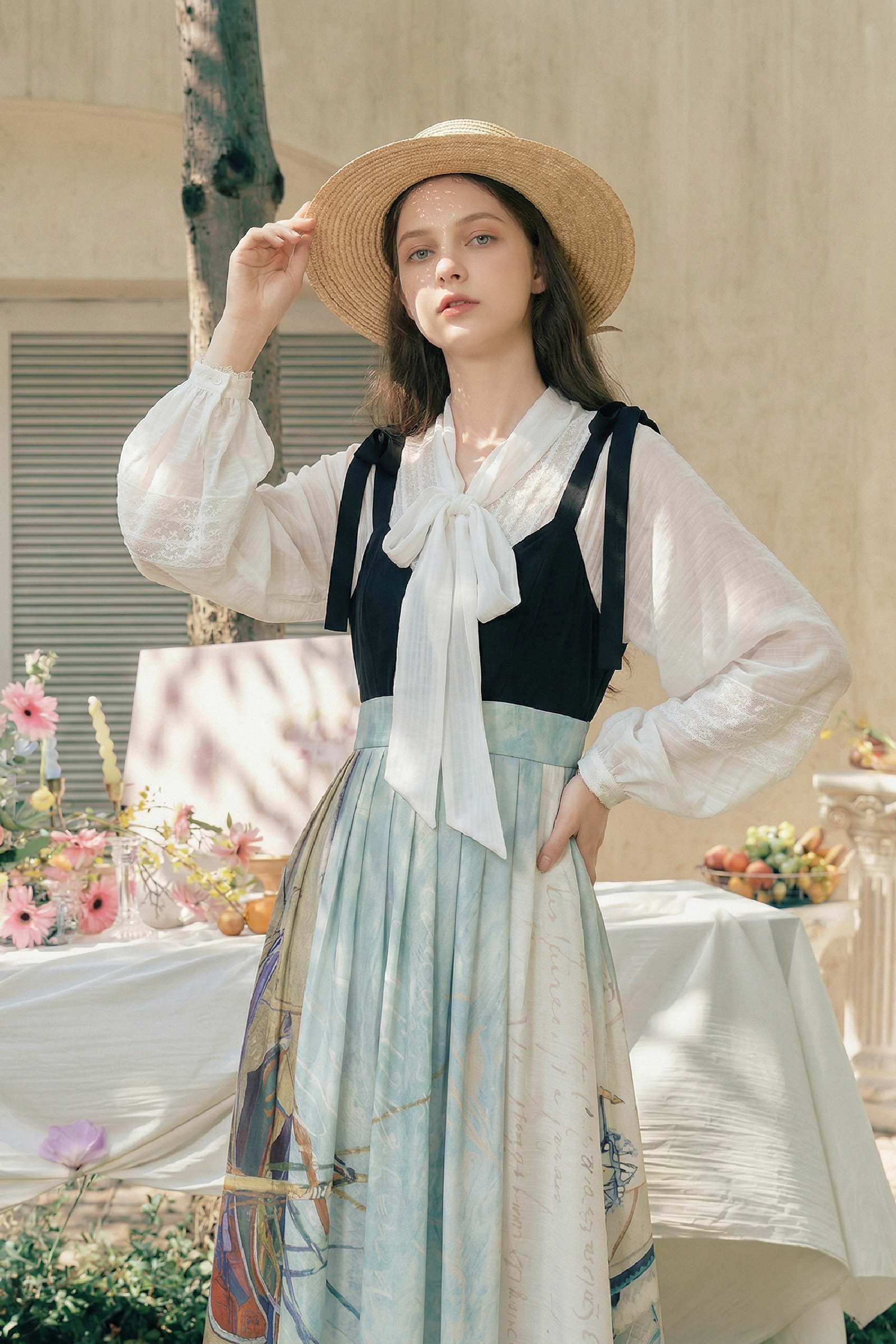 Oil Painting Print Pinafore Dress