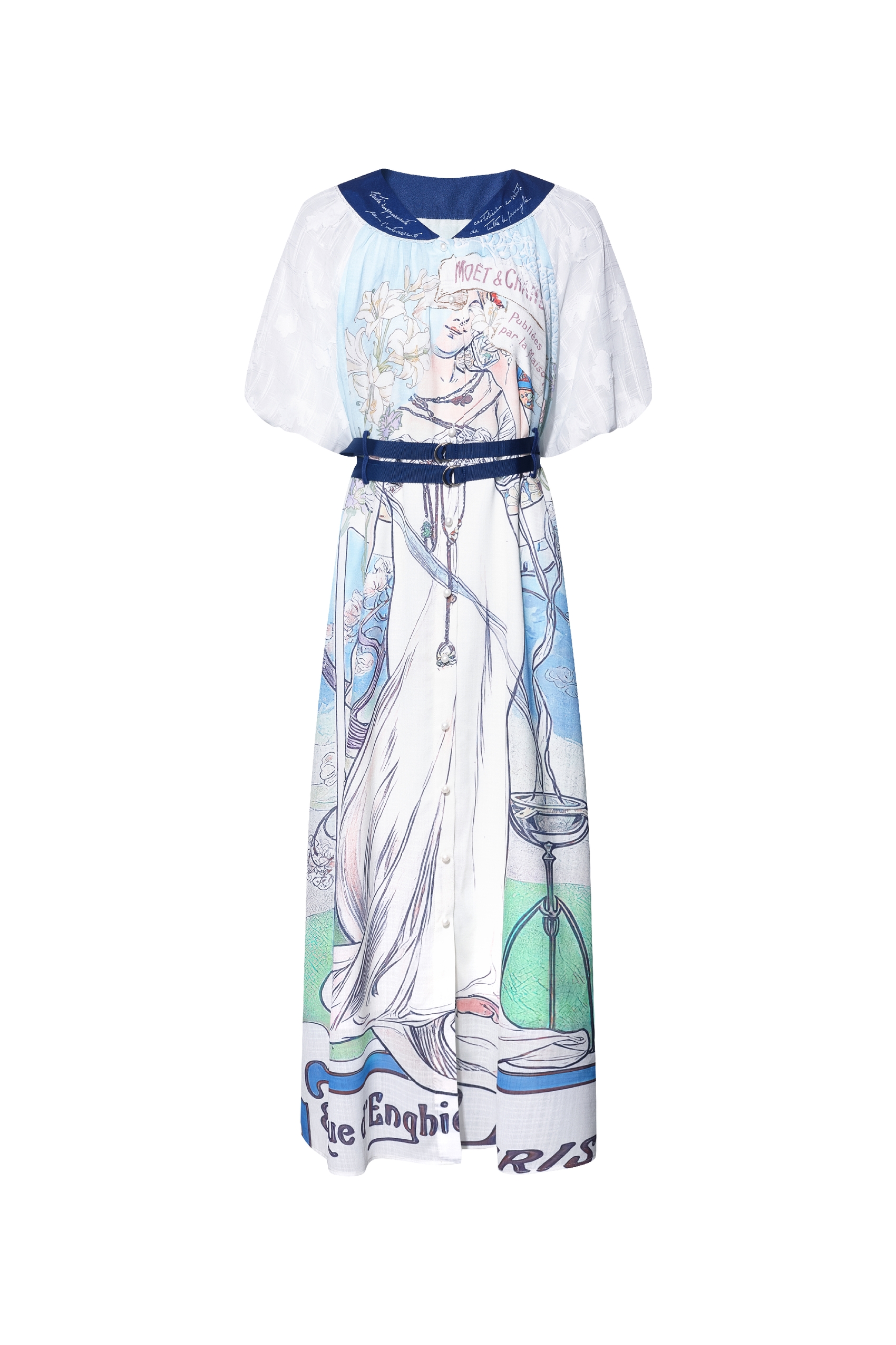 Printed Waist-Cinched Dress