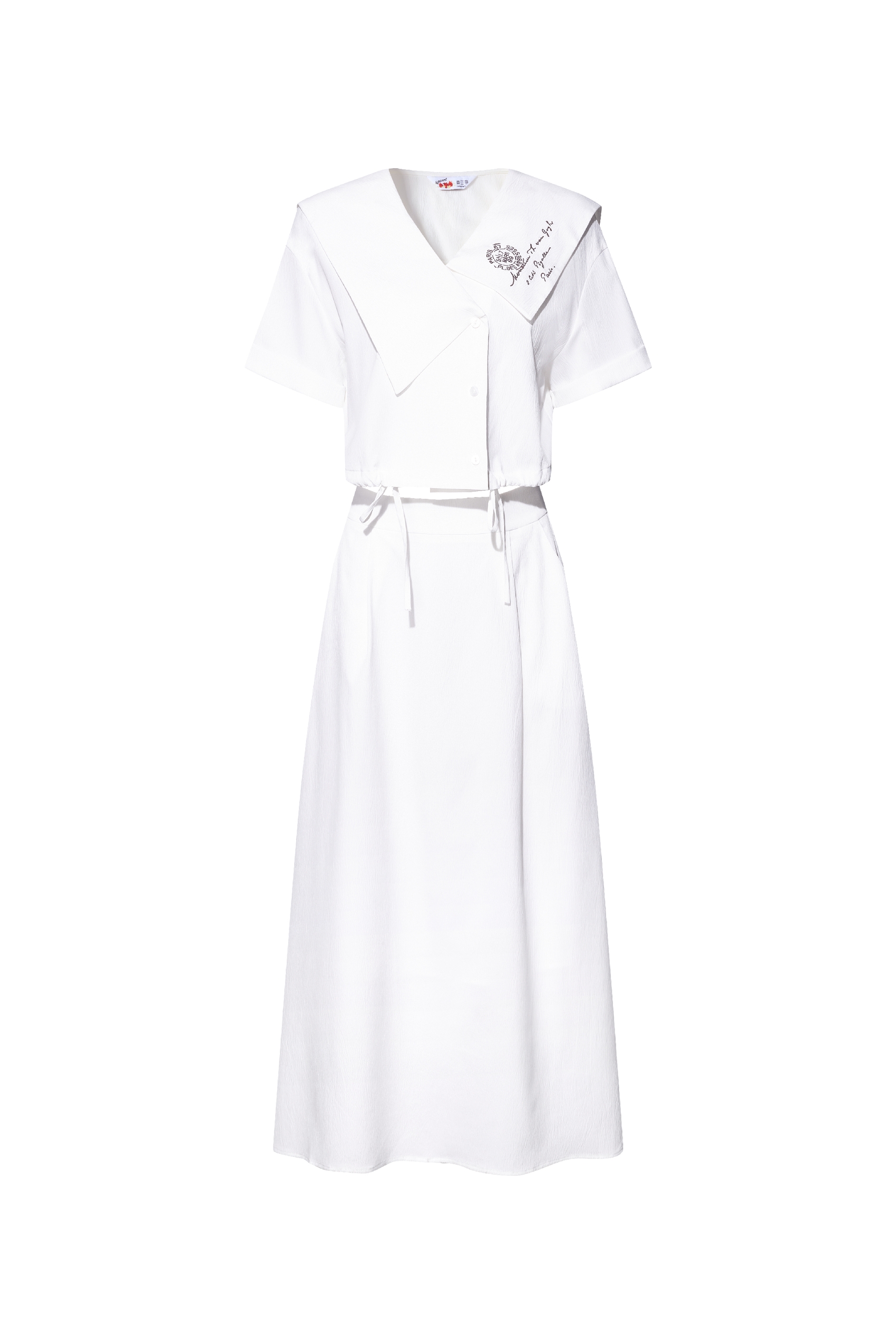 Embroidered Lapel Dress