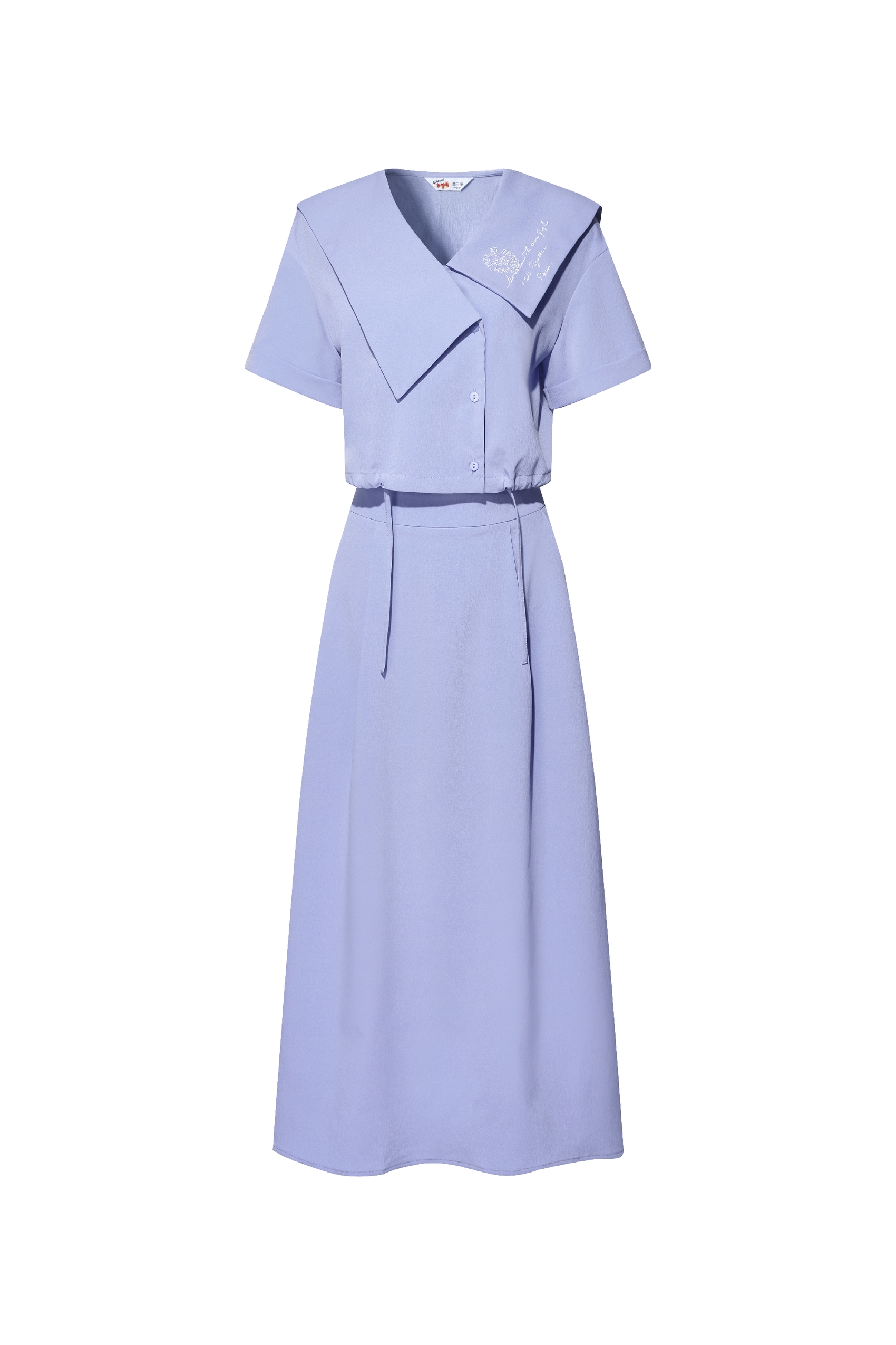 Embroidered Lapel Dress