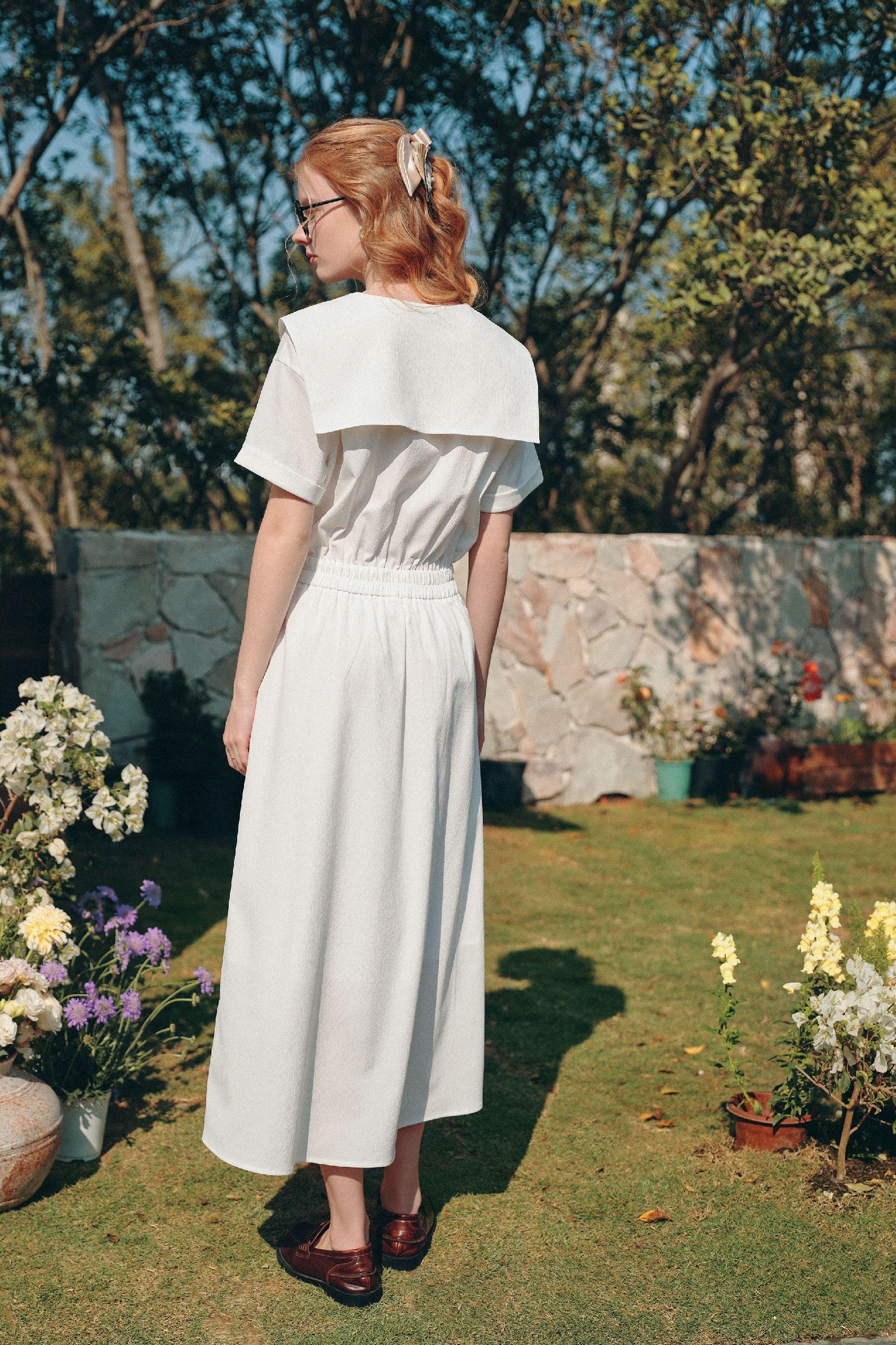 Embroidered Lapel Dress