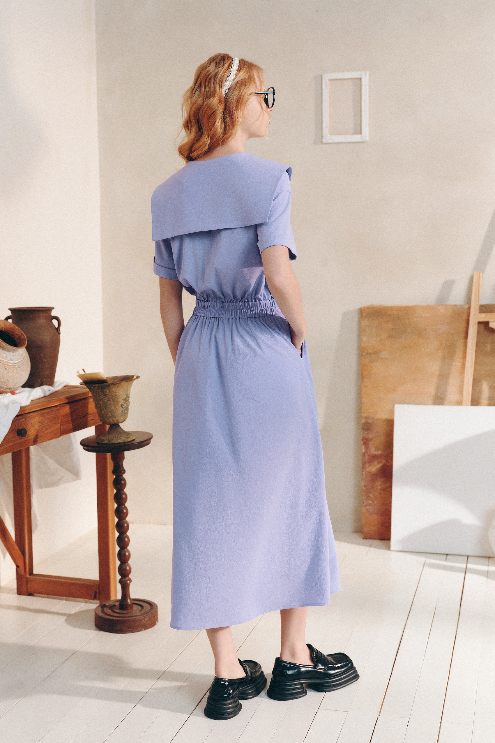 Embroidered Lapel Dress