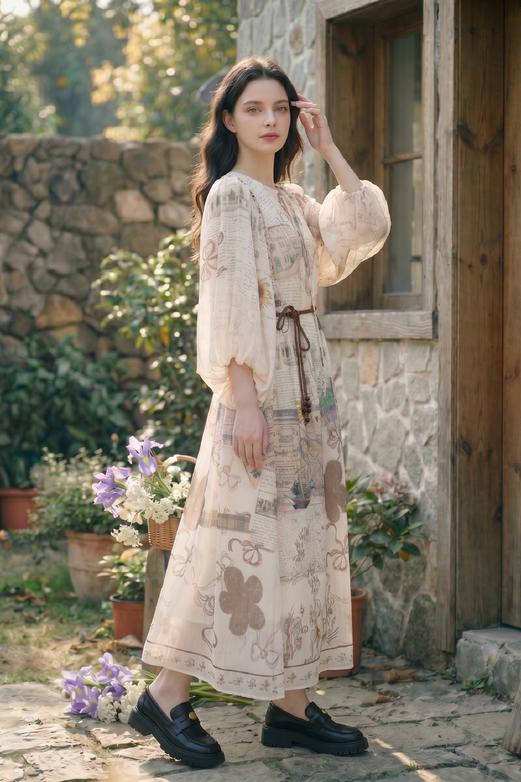 Vintage Printed Dress-LYONSENS