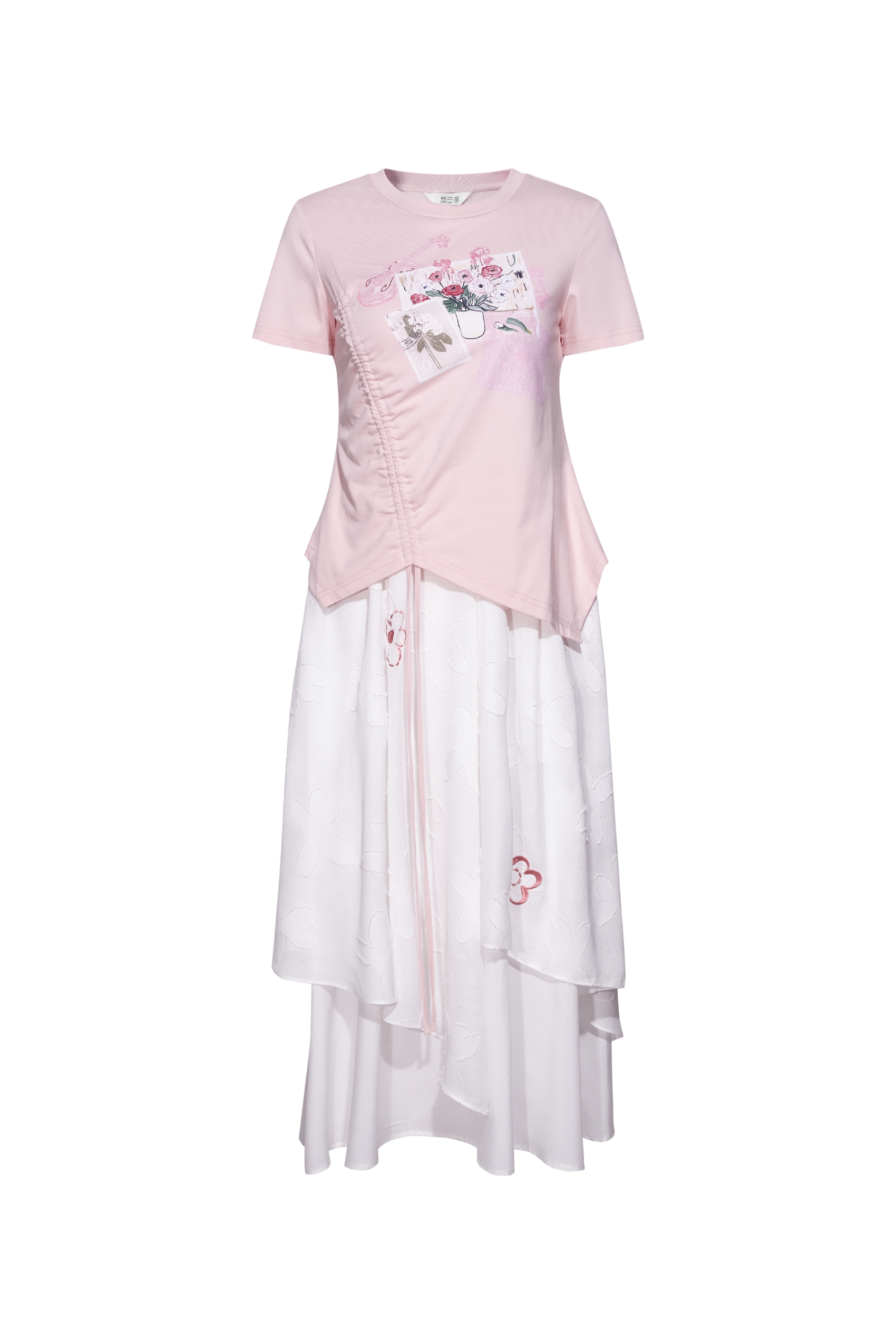 Pink Drawstring Dress-LYONSENS