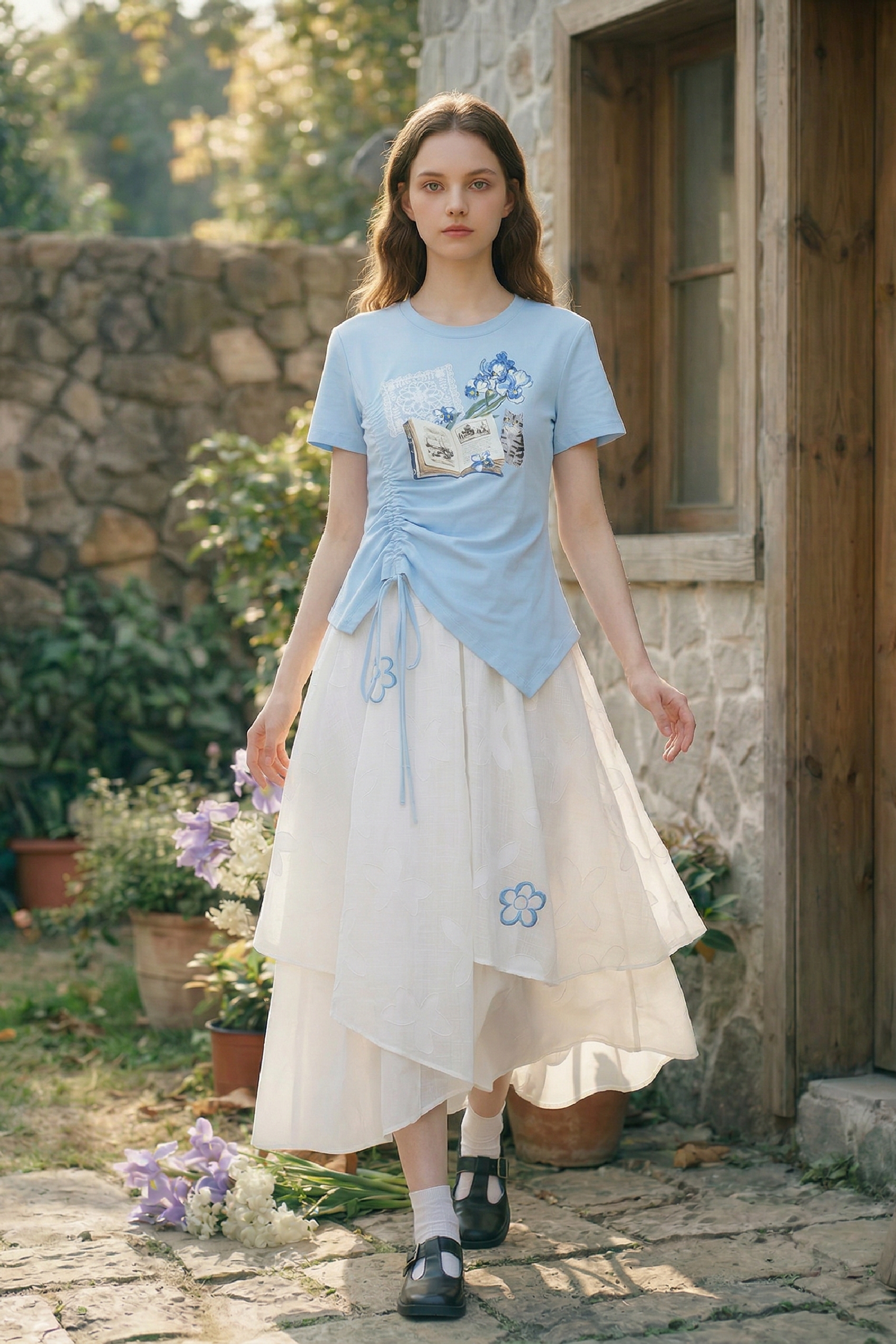 Pink Drawstring Dress-LYONSENS