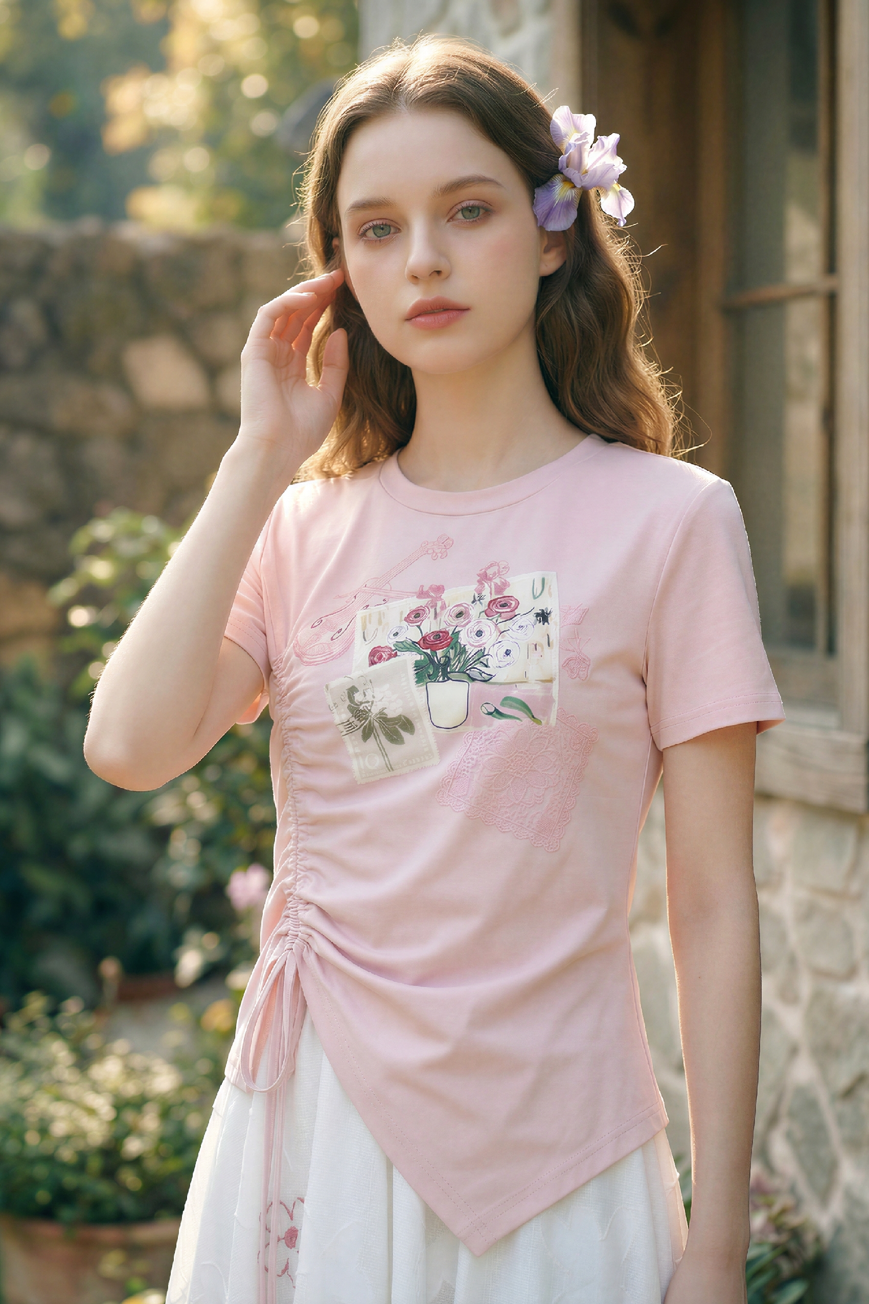Pink Drawstring Dress-LYONSENS