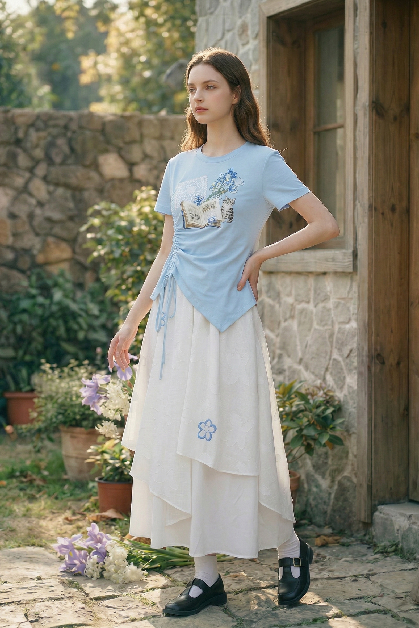 Pink Drawstring Dress-LYONSENS