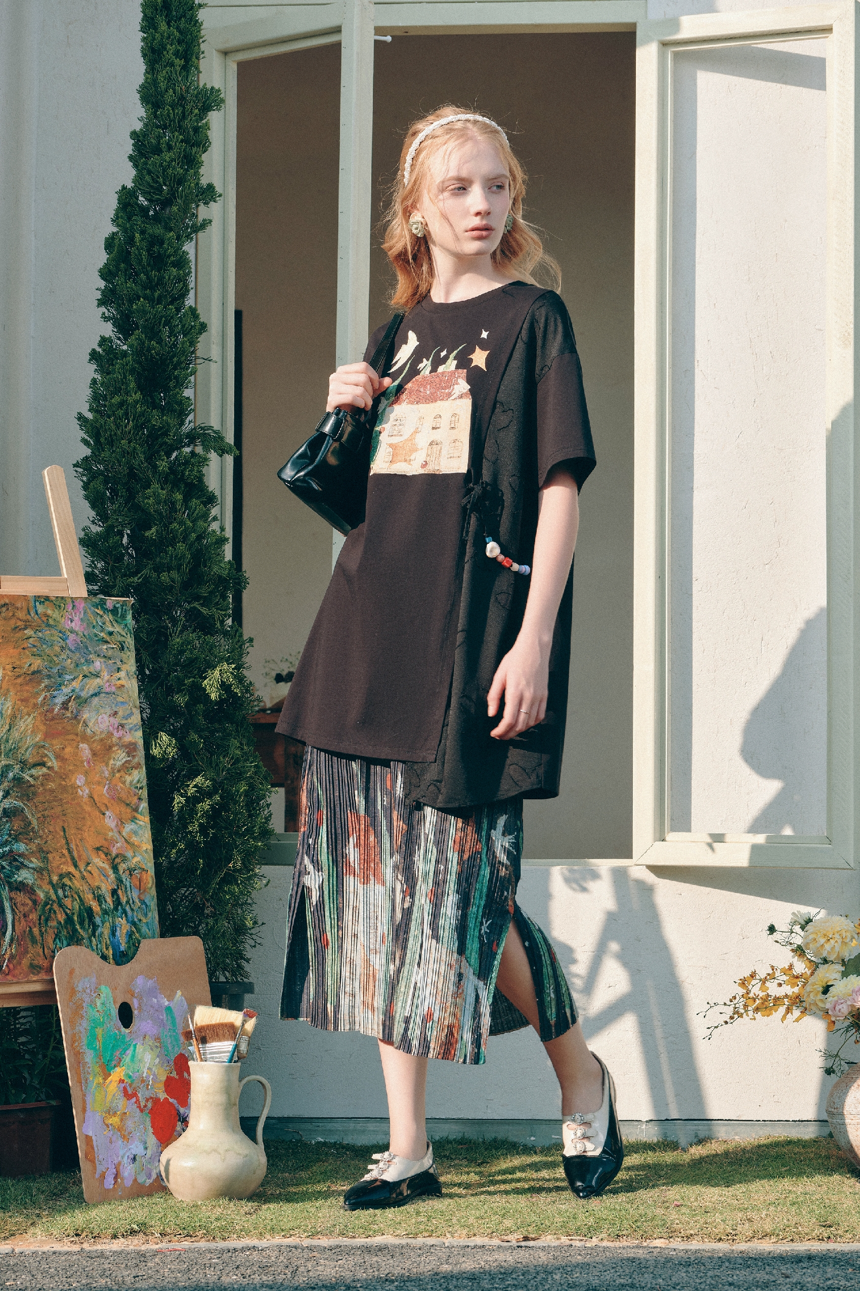 Vintage Printed Dress-LYONSENS