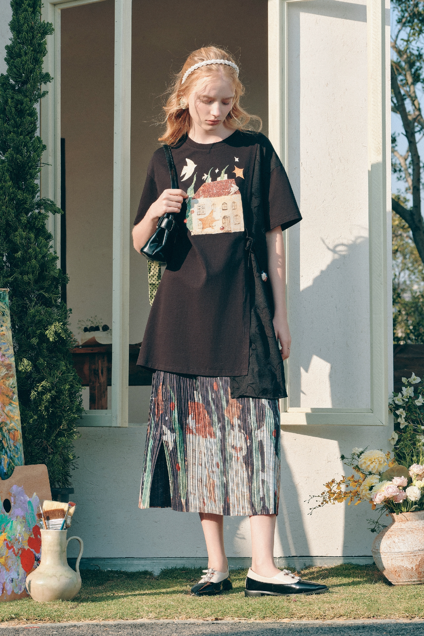 Vintage Printed Dress-LYONSENS