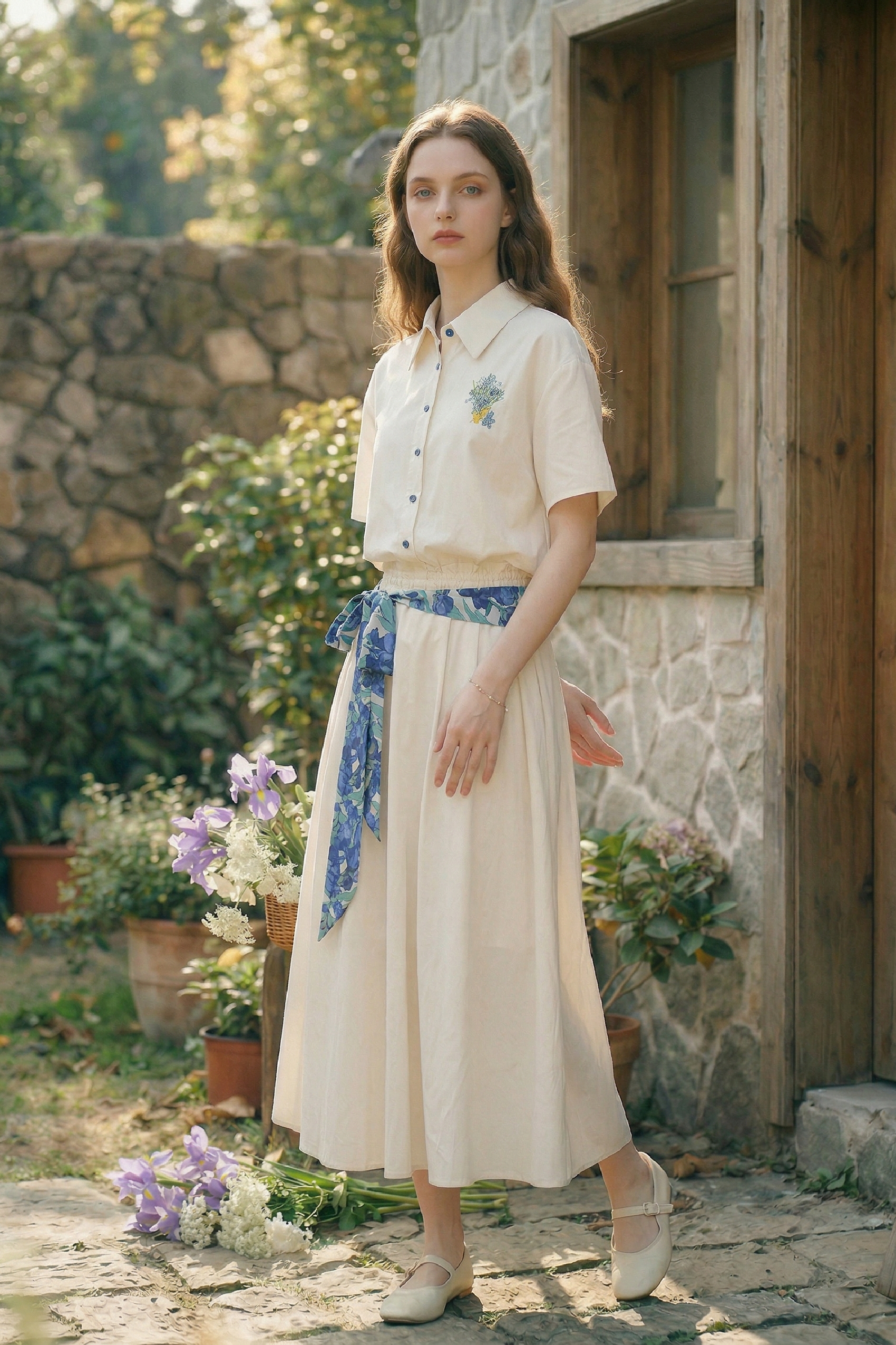 Waist-Cinched Shirt Dress