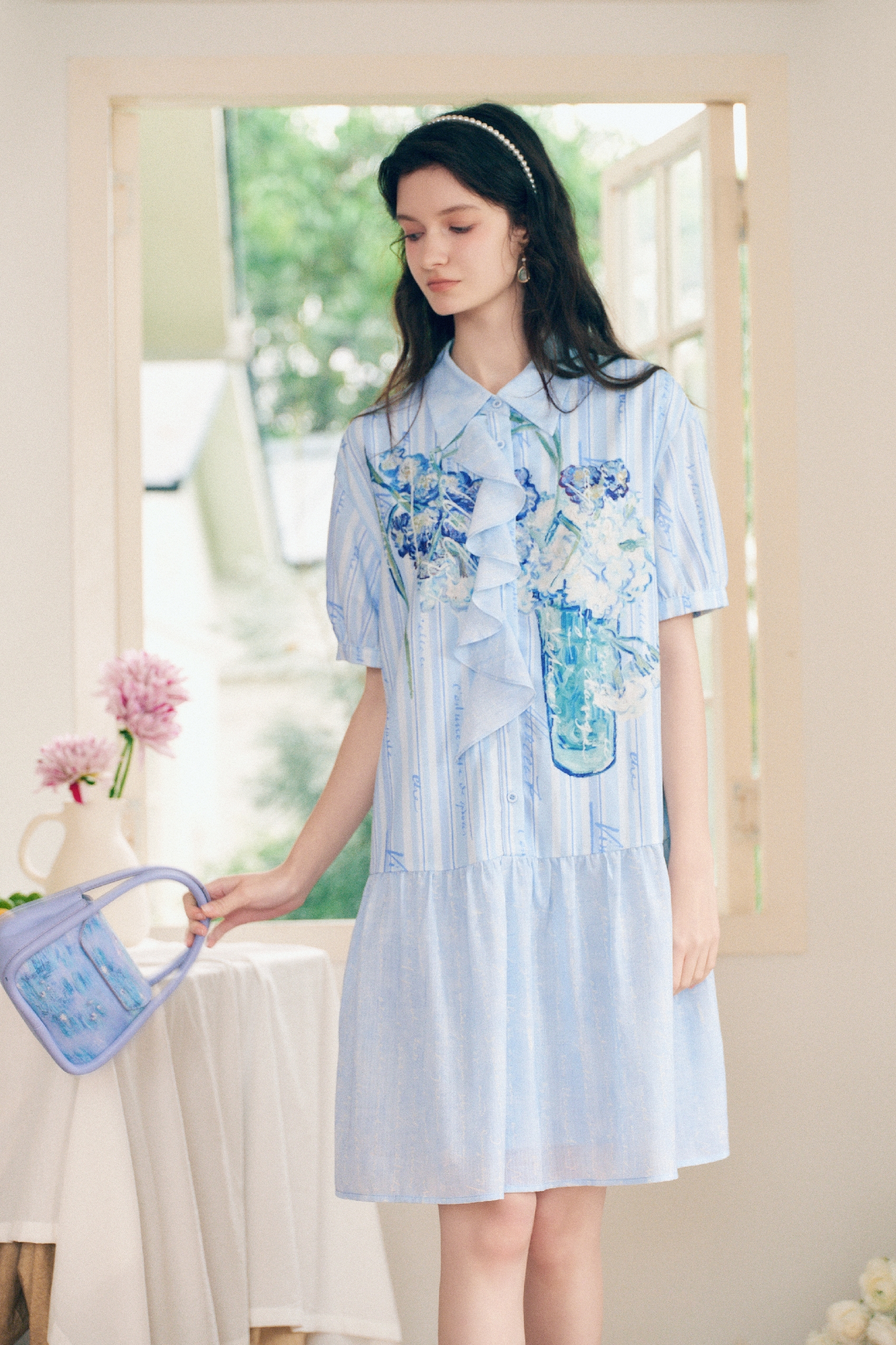 Lapel Printed Dress