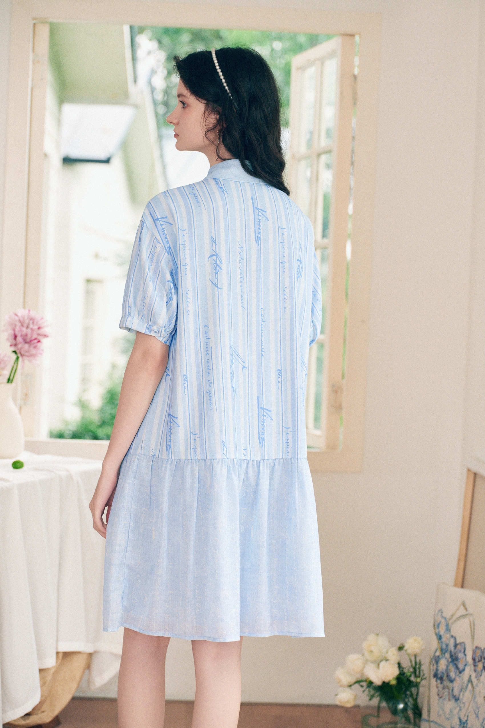 Lapel Printed Dress