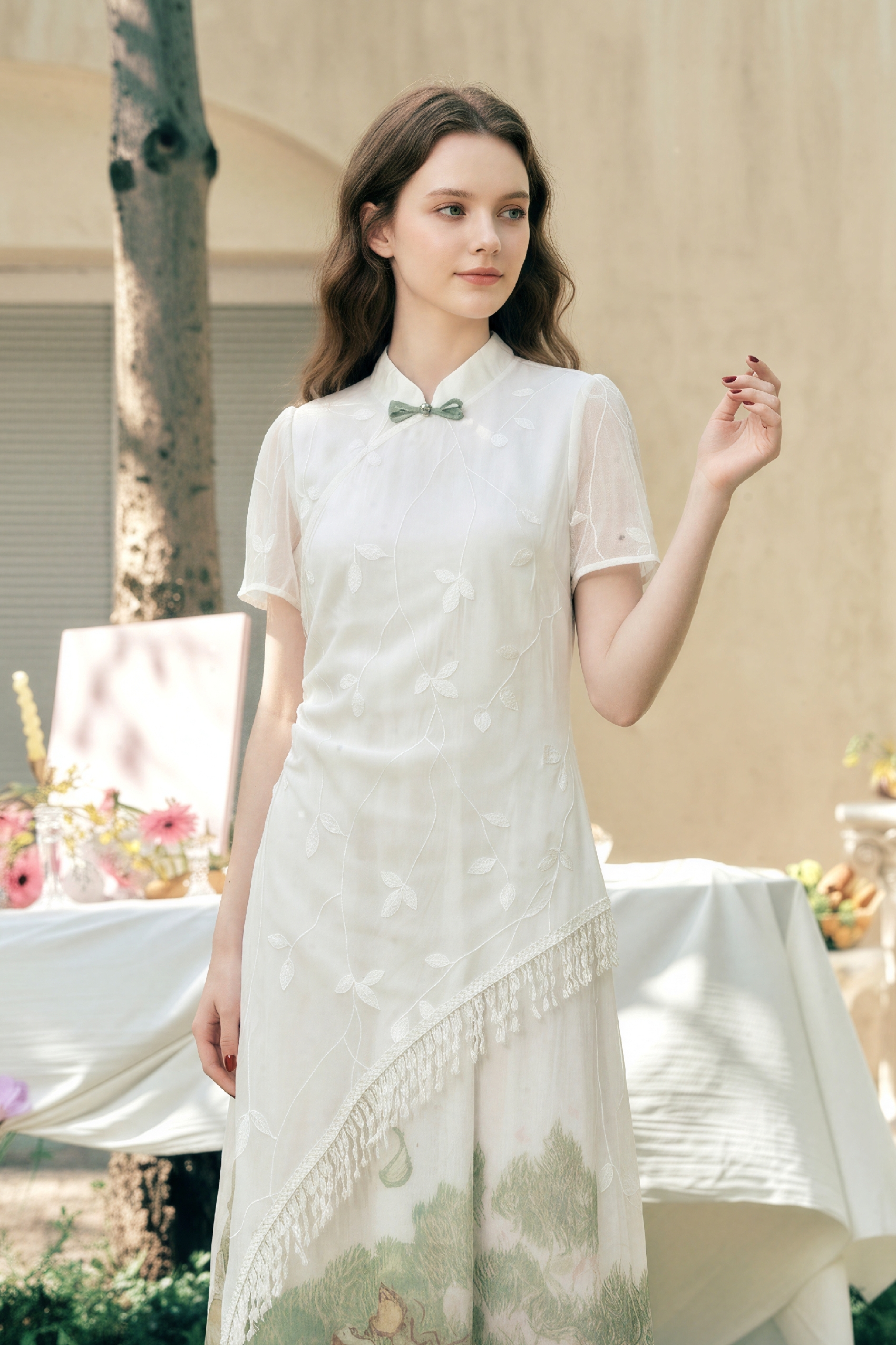 Lace Printed Dress-LYONSENS