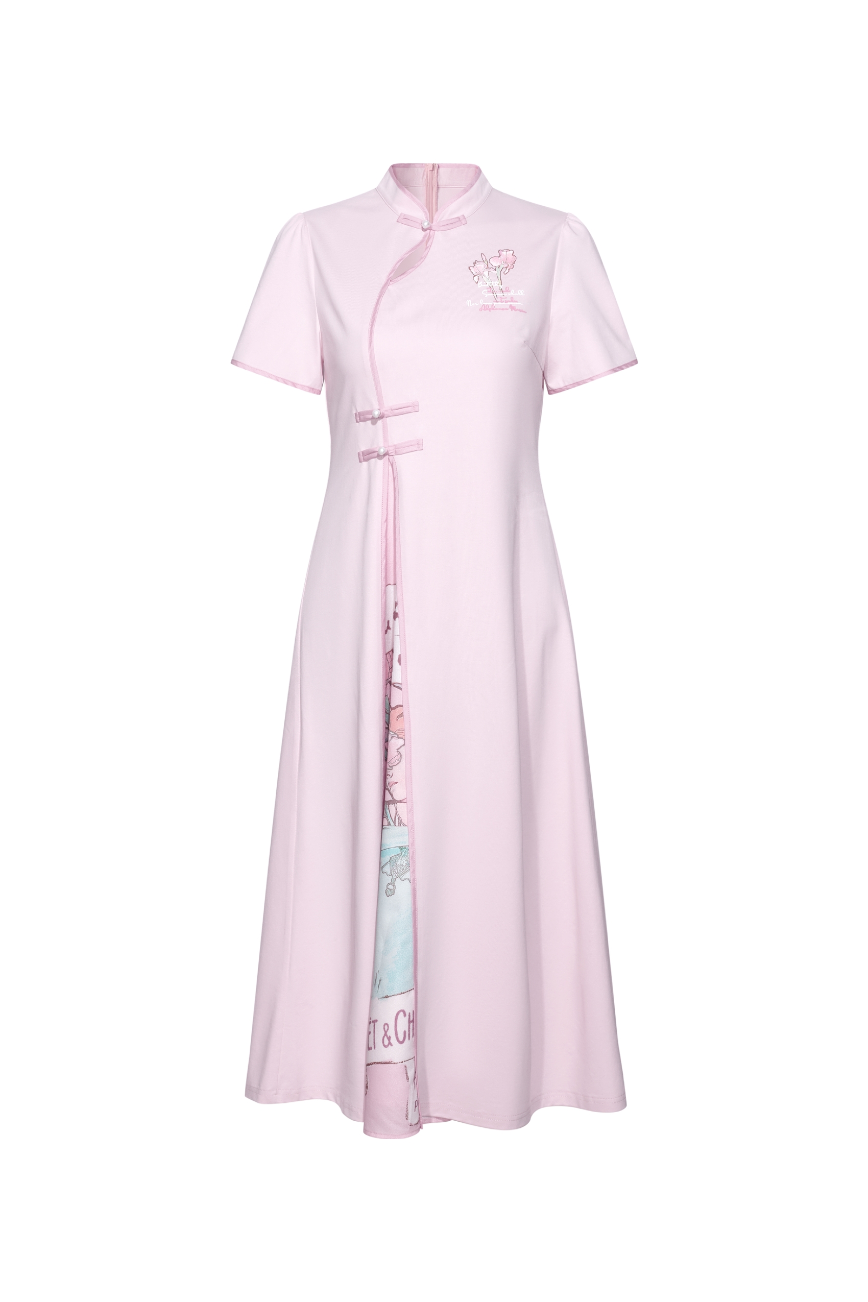 Pink Embroidered Dress-LYONSENS