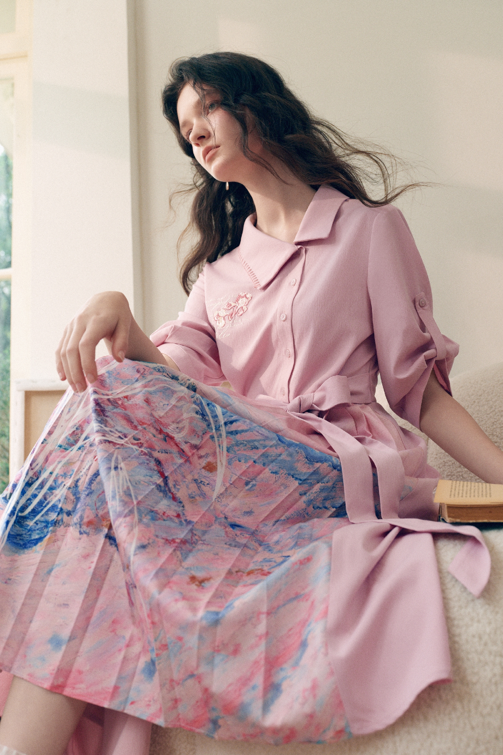 Lapel Printed Dress