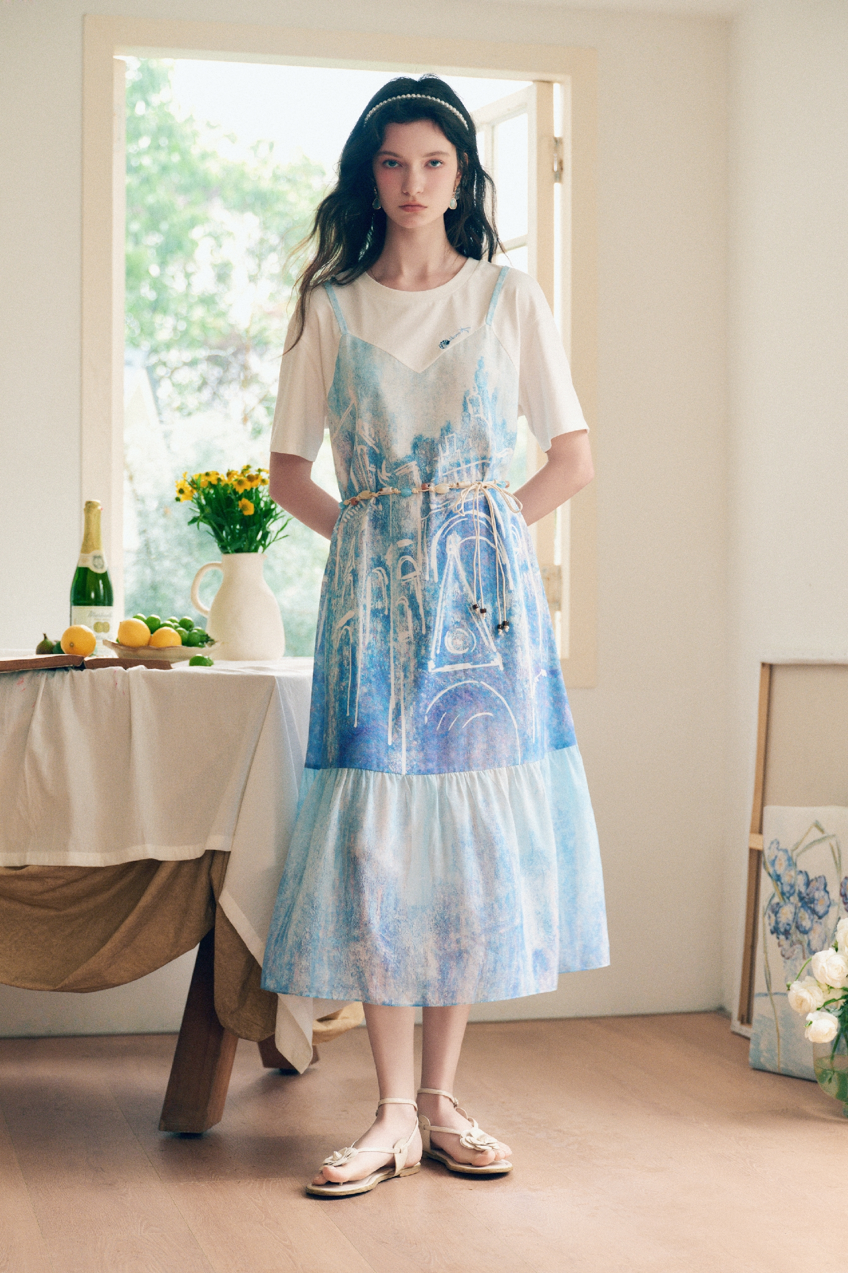 Embroidered Printed Dress