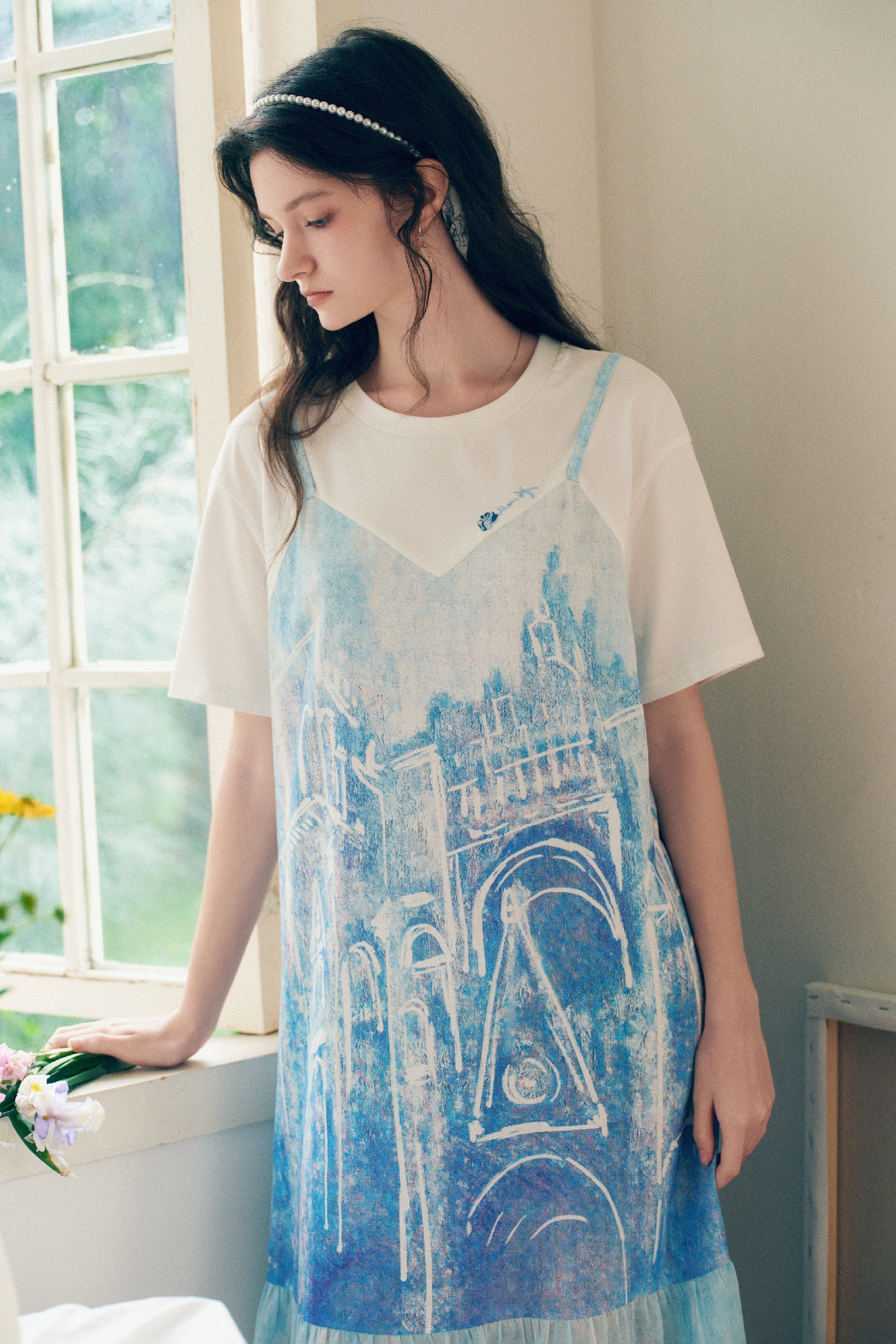 Embroidered Printed Dress
