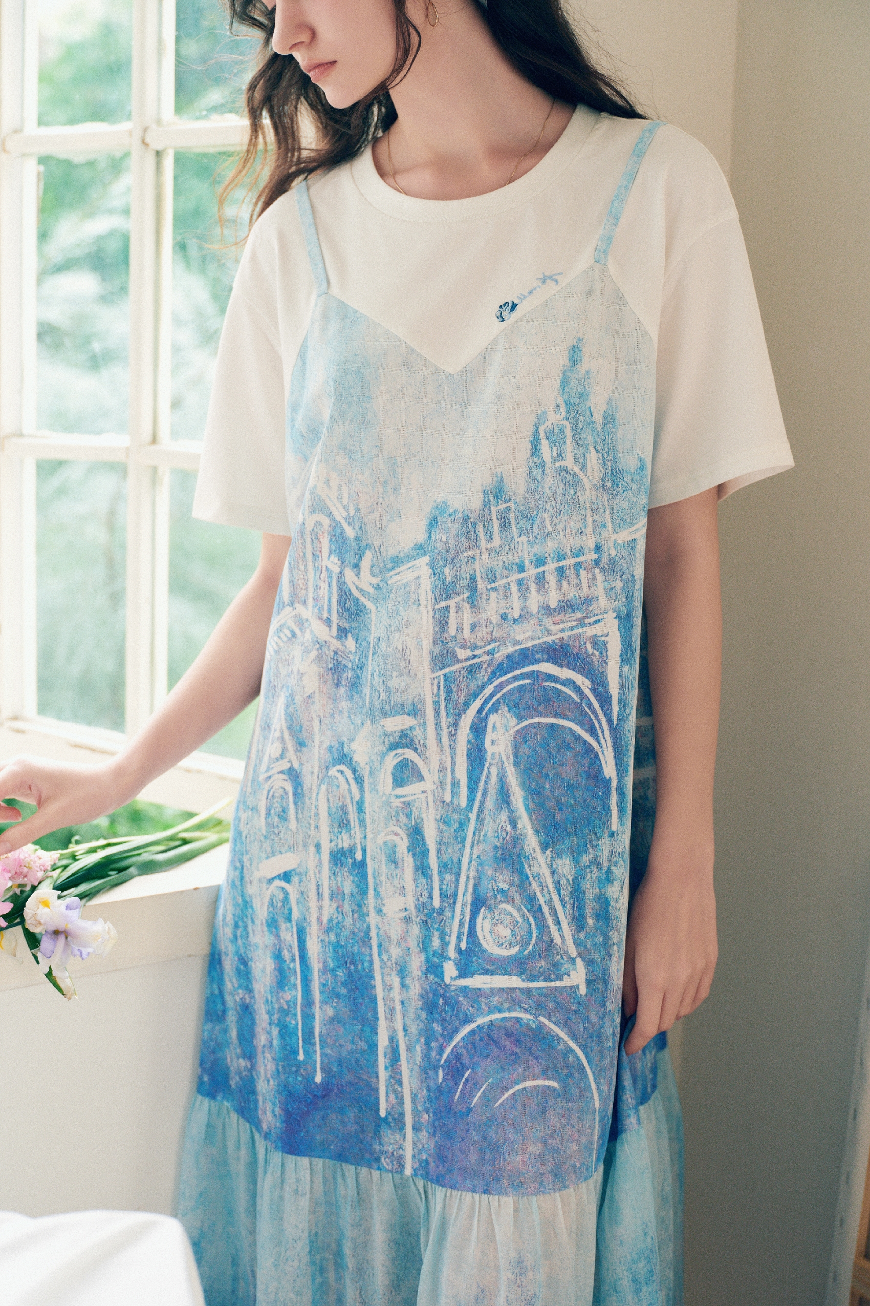 Embroidered Printed Dress