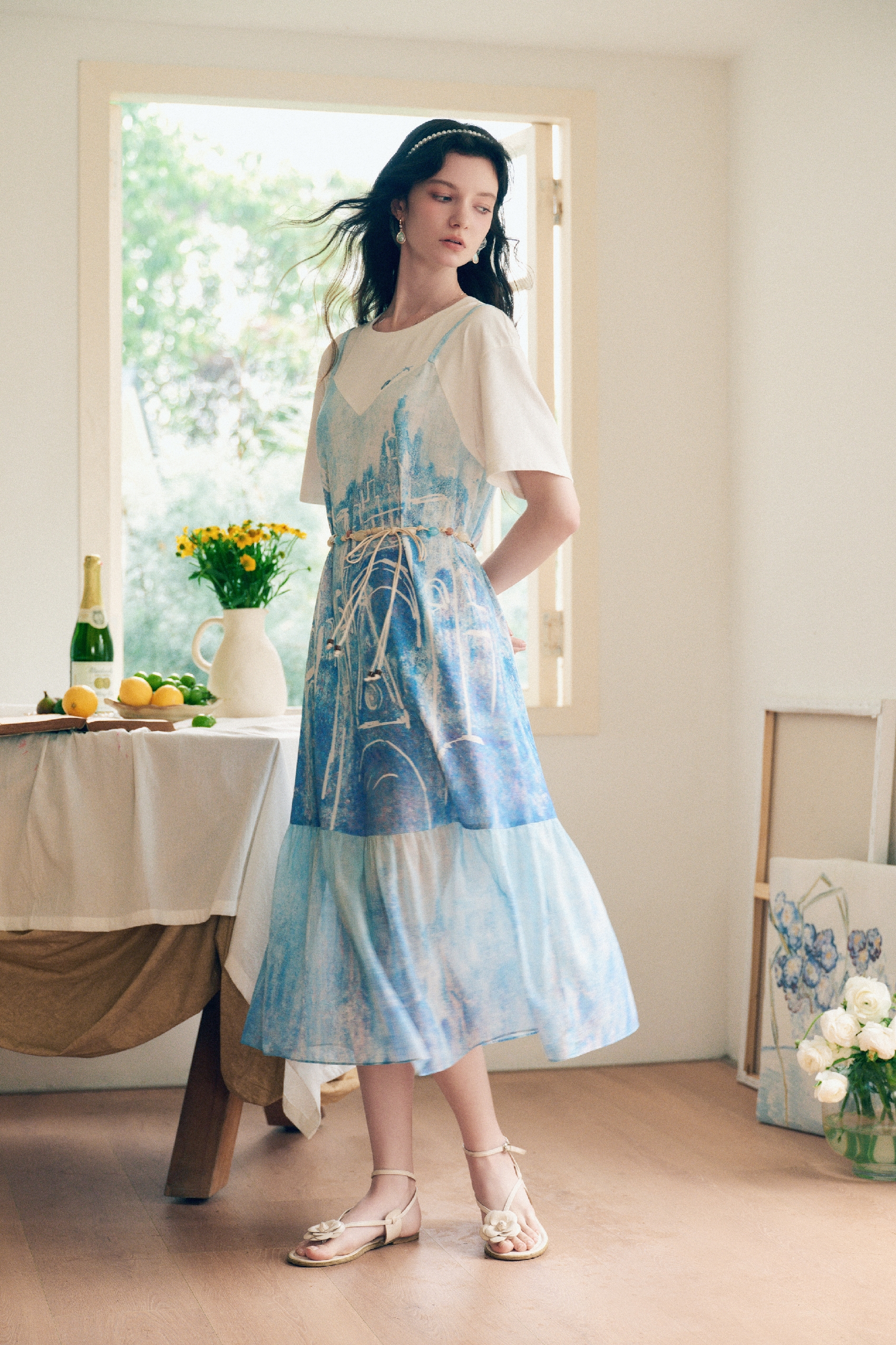 Embroidered Printed Dress