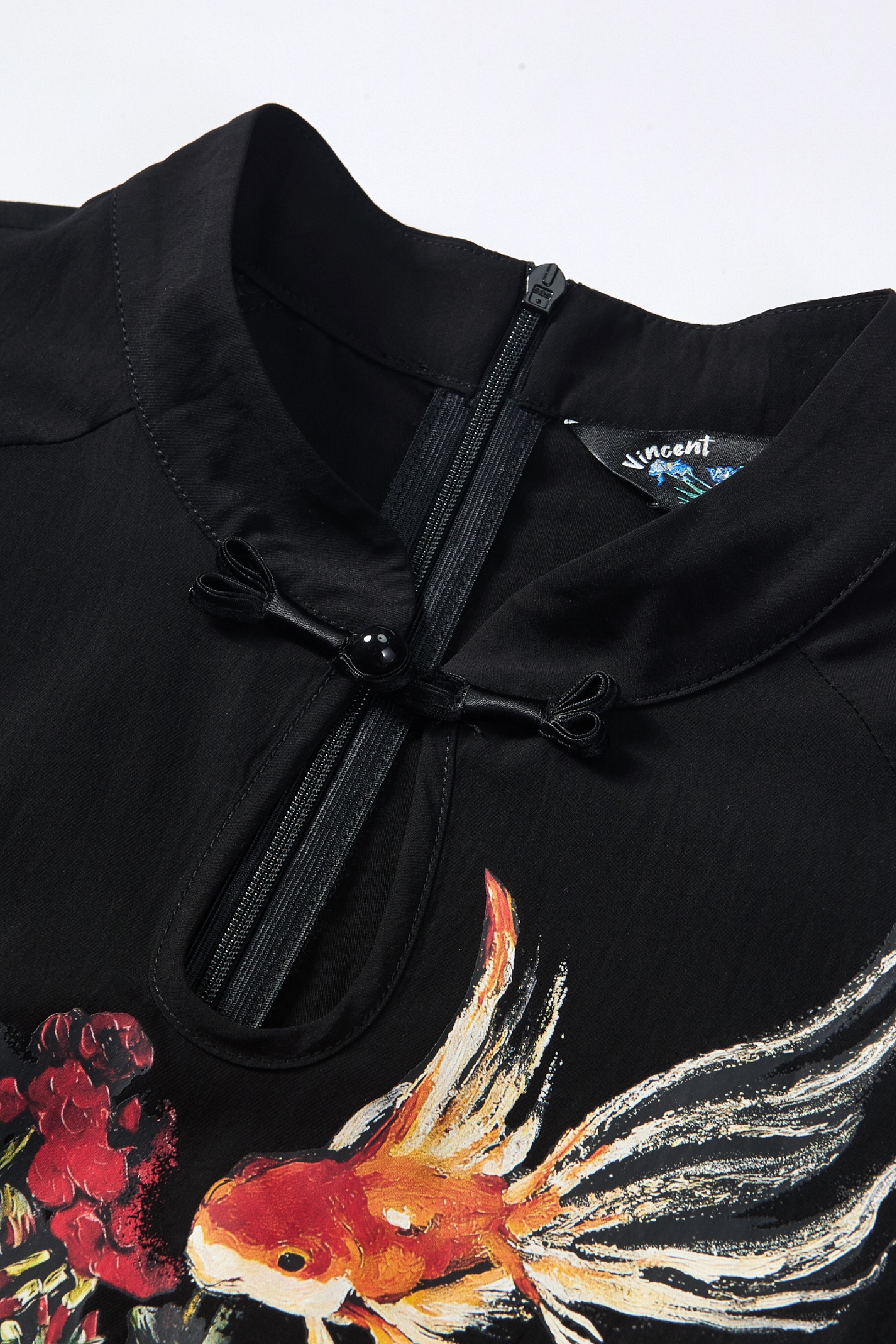 Frog Button Printed Dress