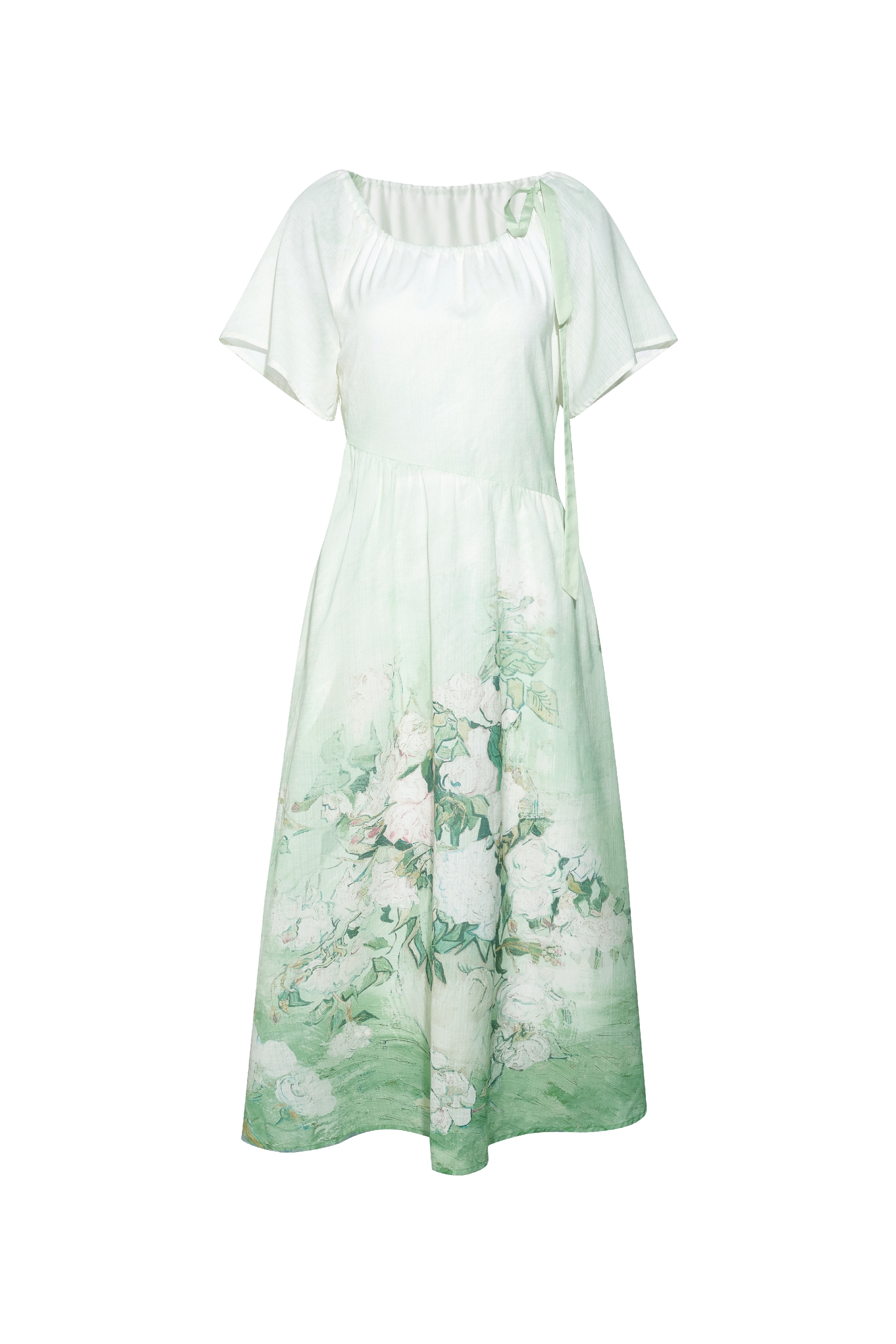 Waist-Cinched Printed Dress-LYONSENS