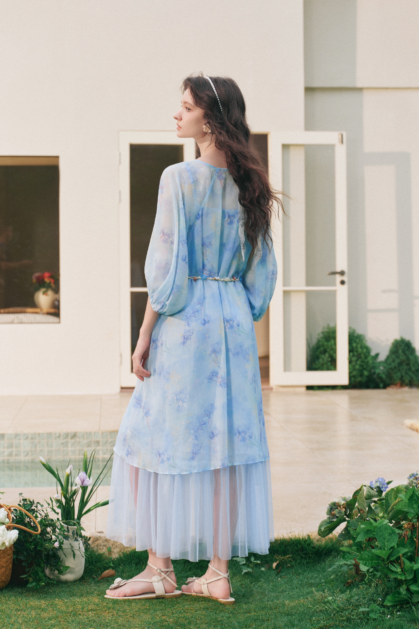 Printed Chiffon Dress-LYONSENS