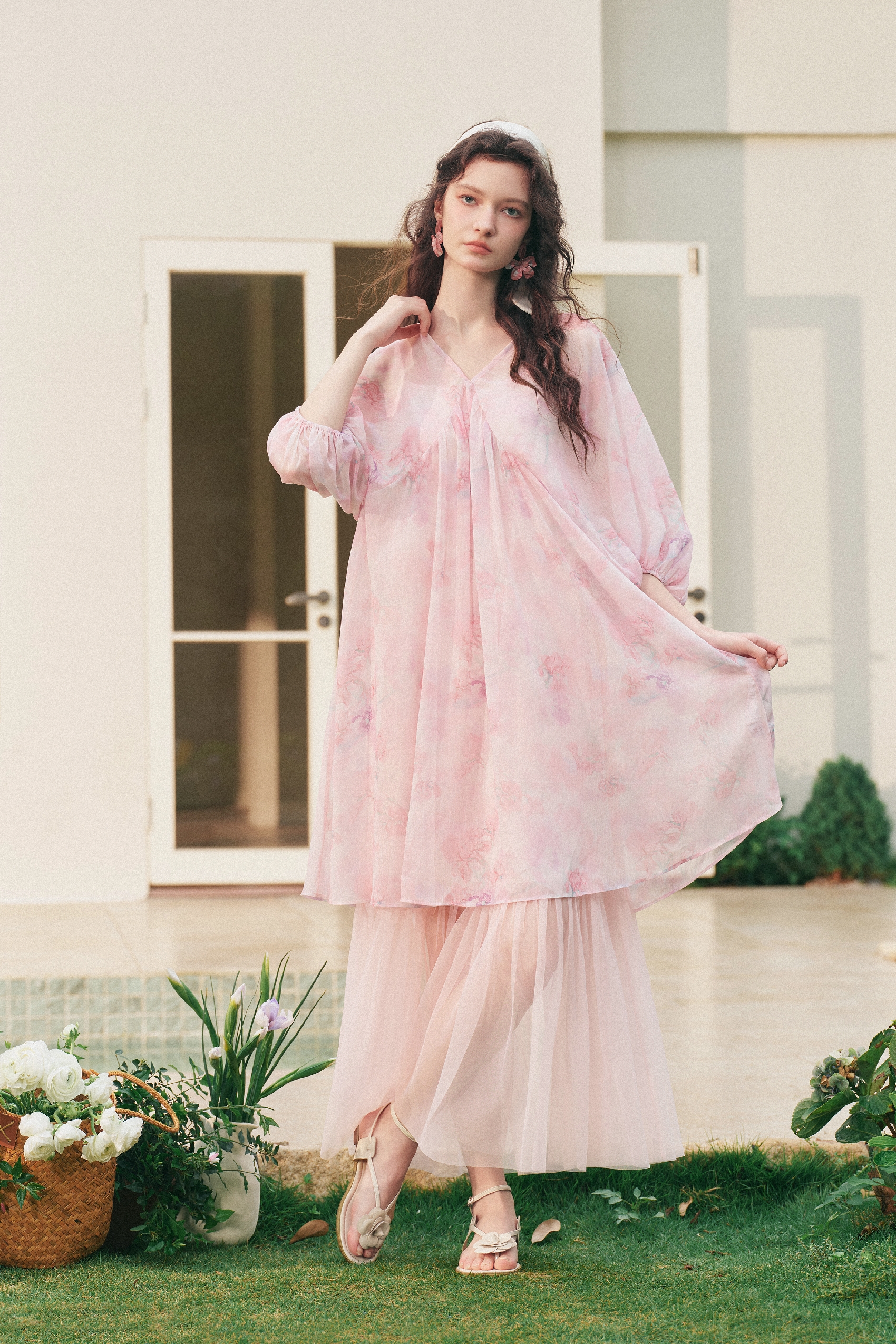 Printed Chiffon Dress-LYONSENS