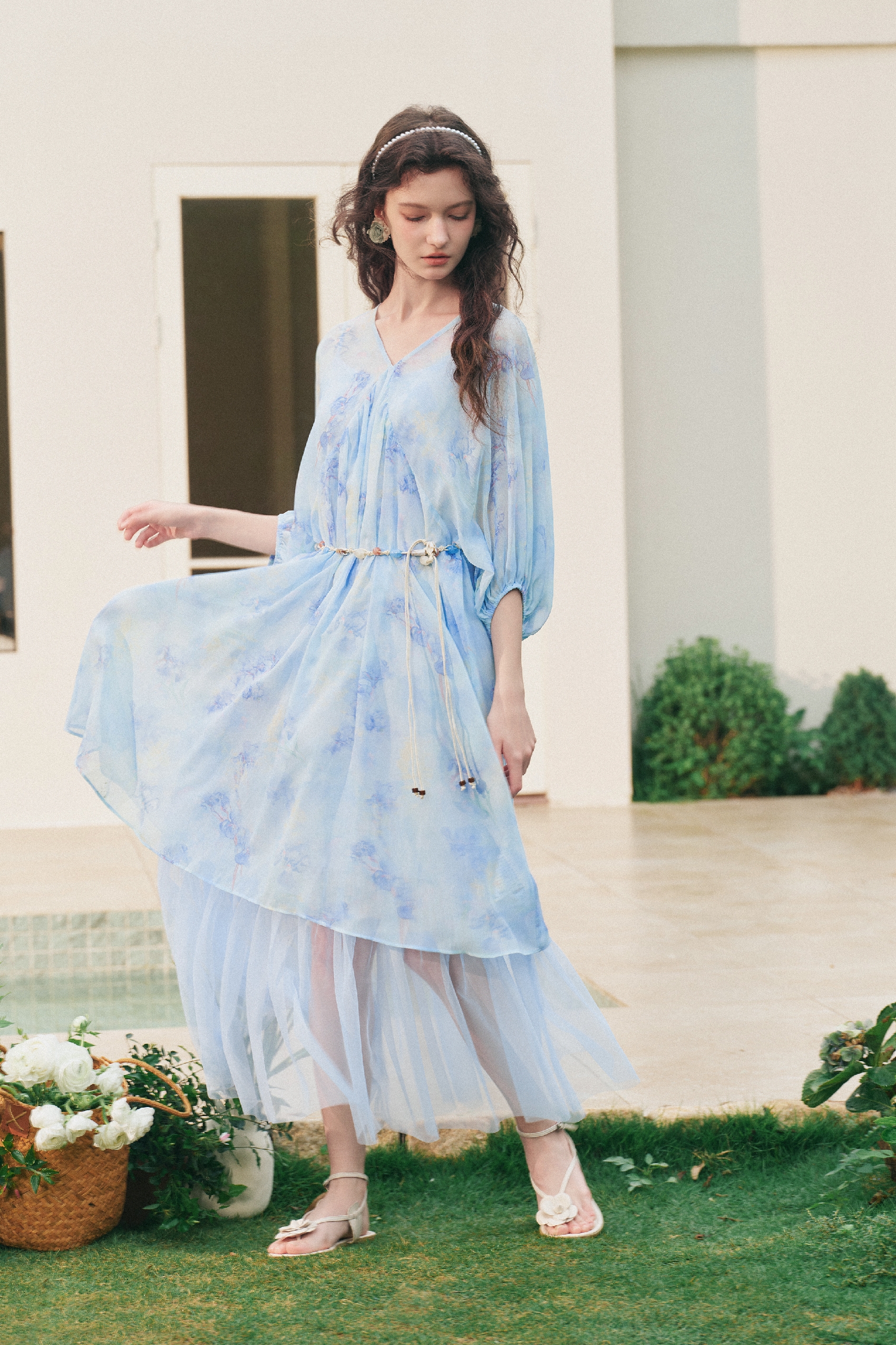 Printed Chiffon Dress-LYONSENS