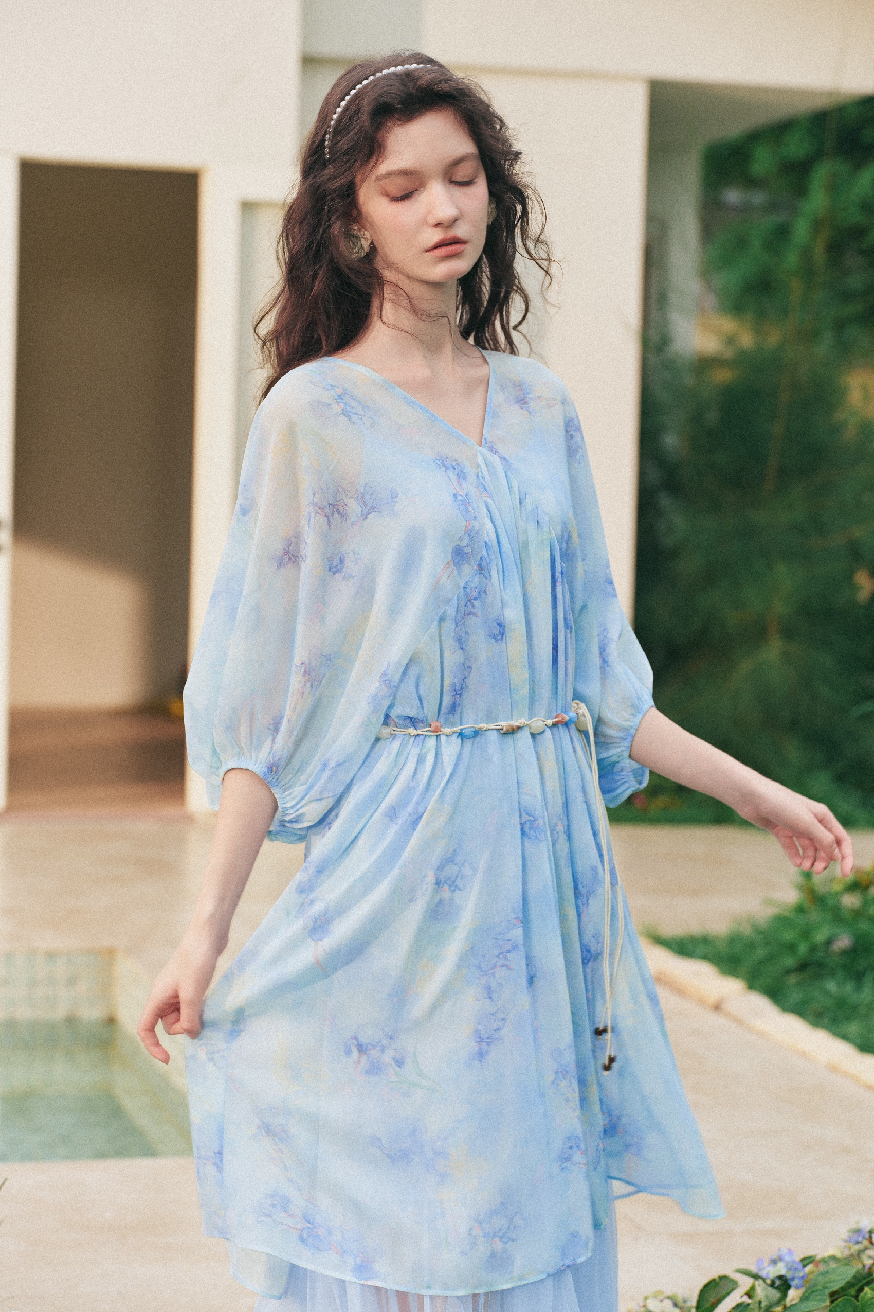 Printed Chiffon Dress-LYONSENS
