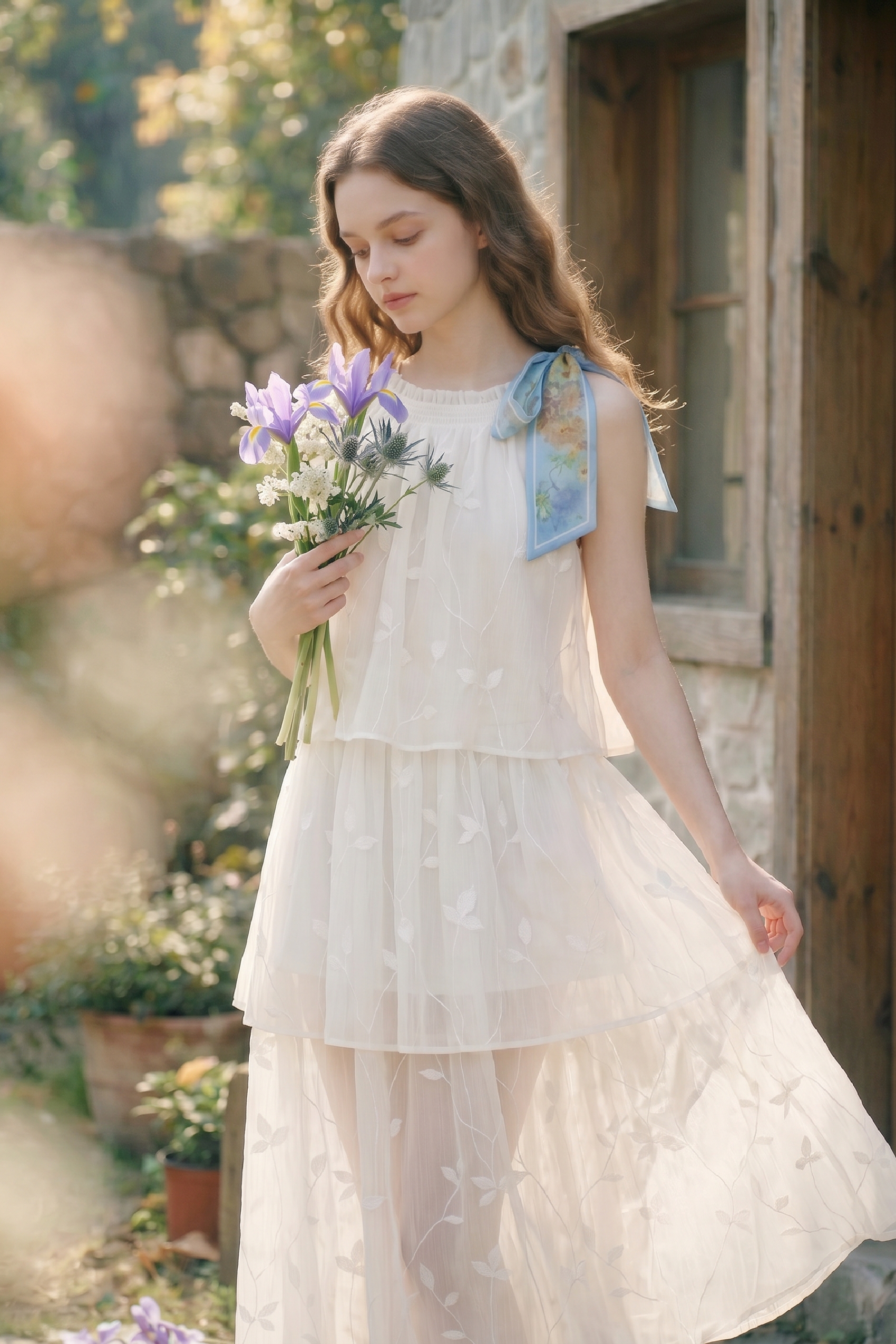 Embroidered Halter Neck Dress