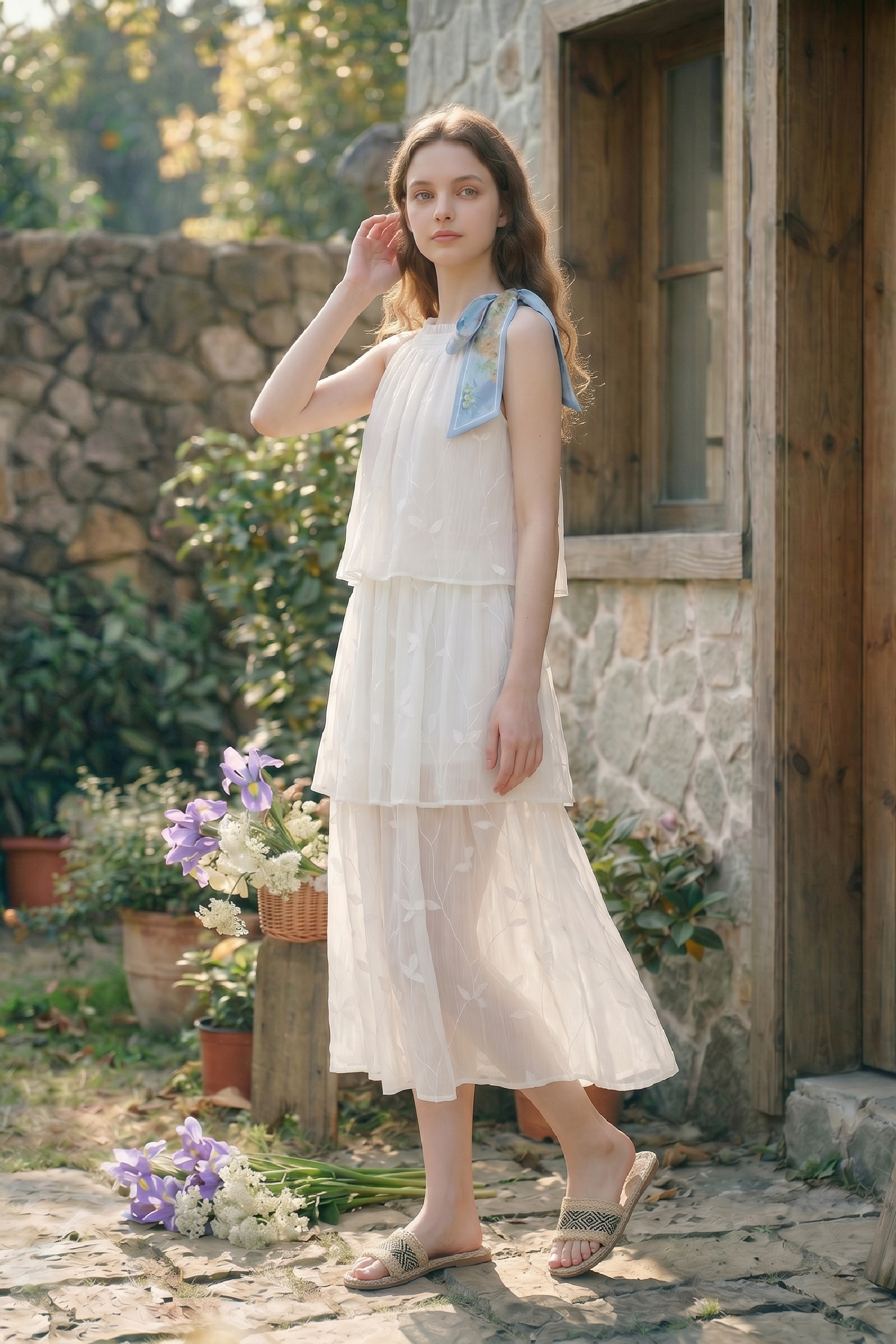 Embroidered Halter Neck Dress