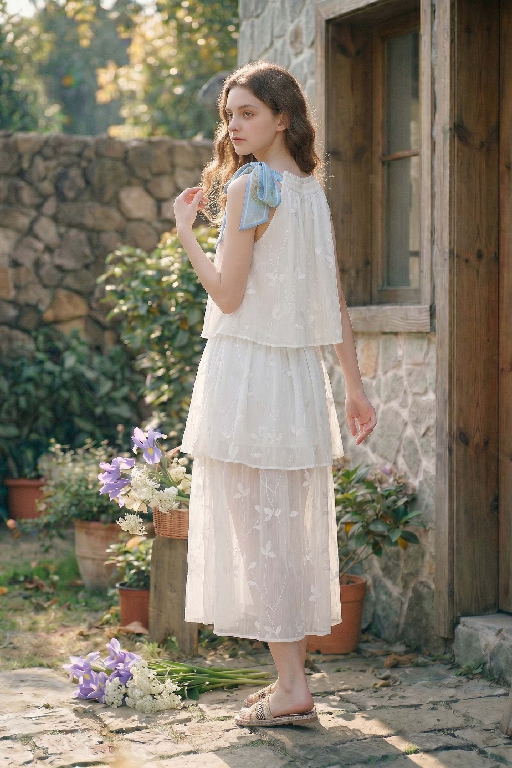 Embroidered Halter Neck Dress