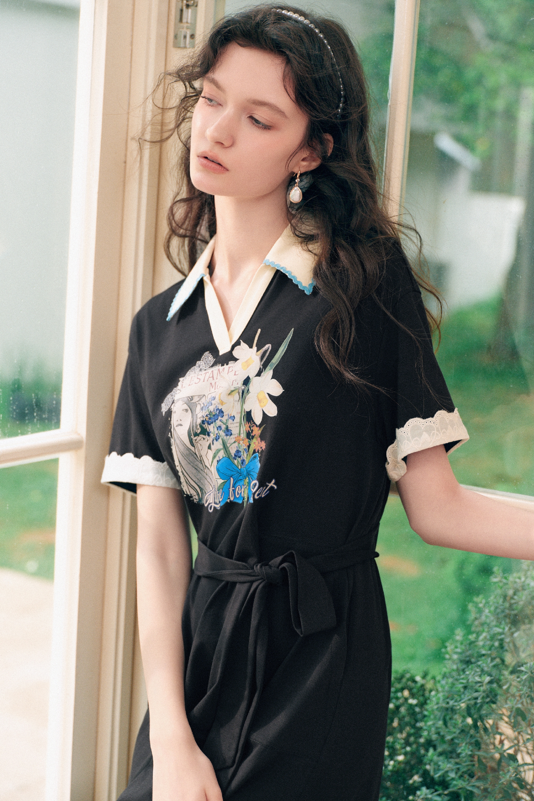 Lapel Printed Dress