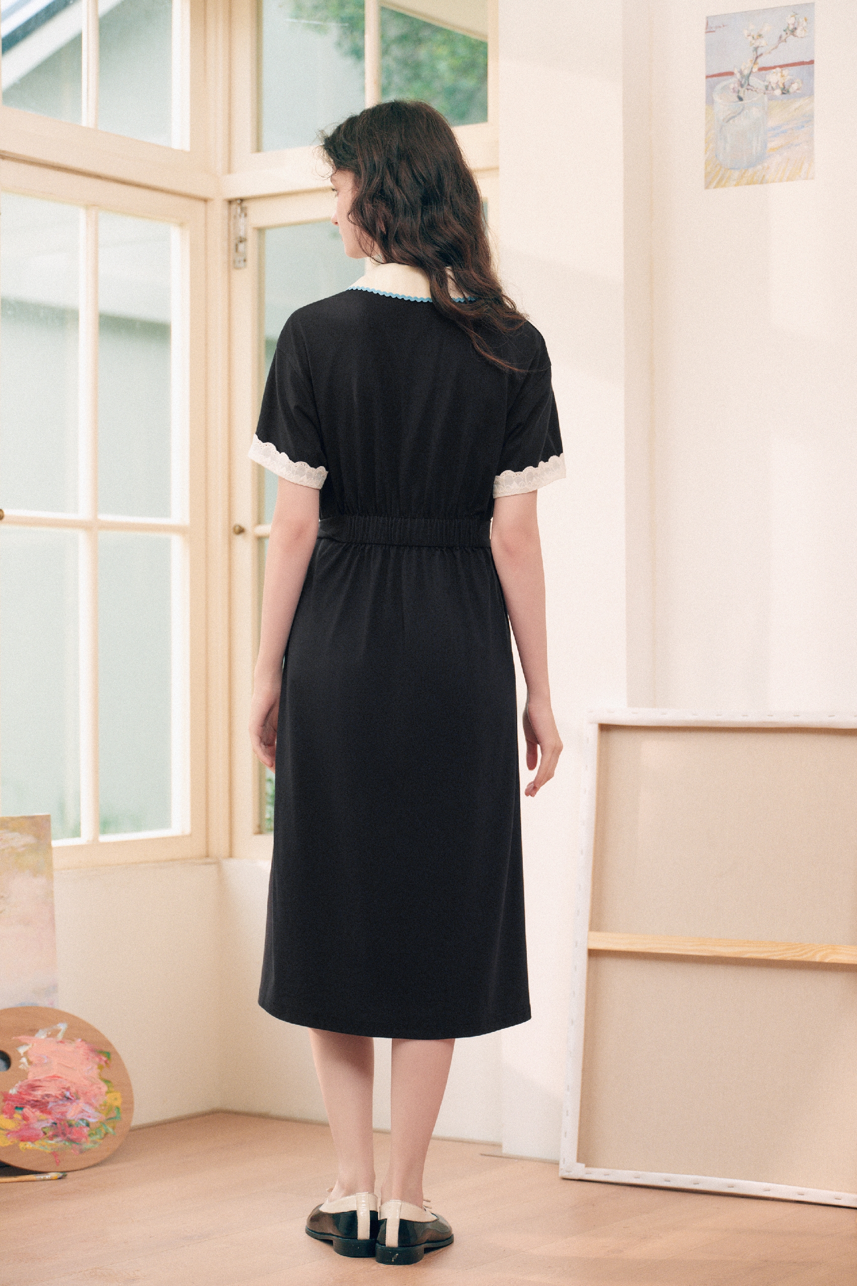 Lapel Printed Dress